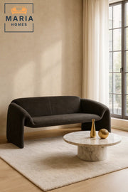 Modern Gray Sofa √ê Curved Fabric 3-Seater for Living Room & Lounge Spaces