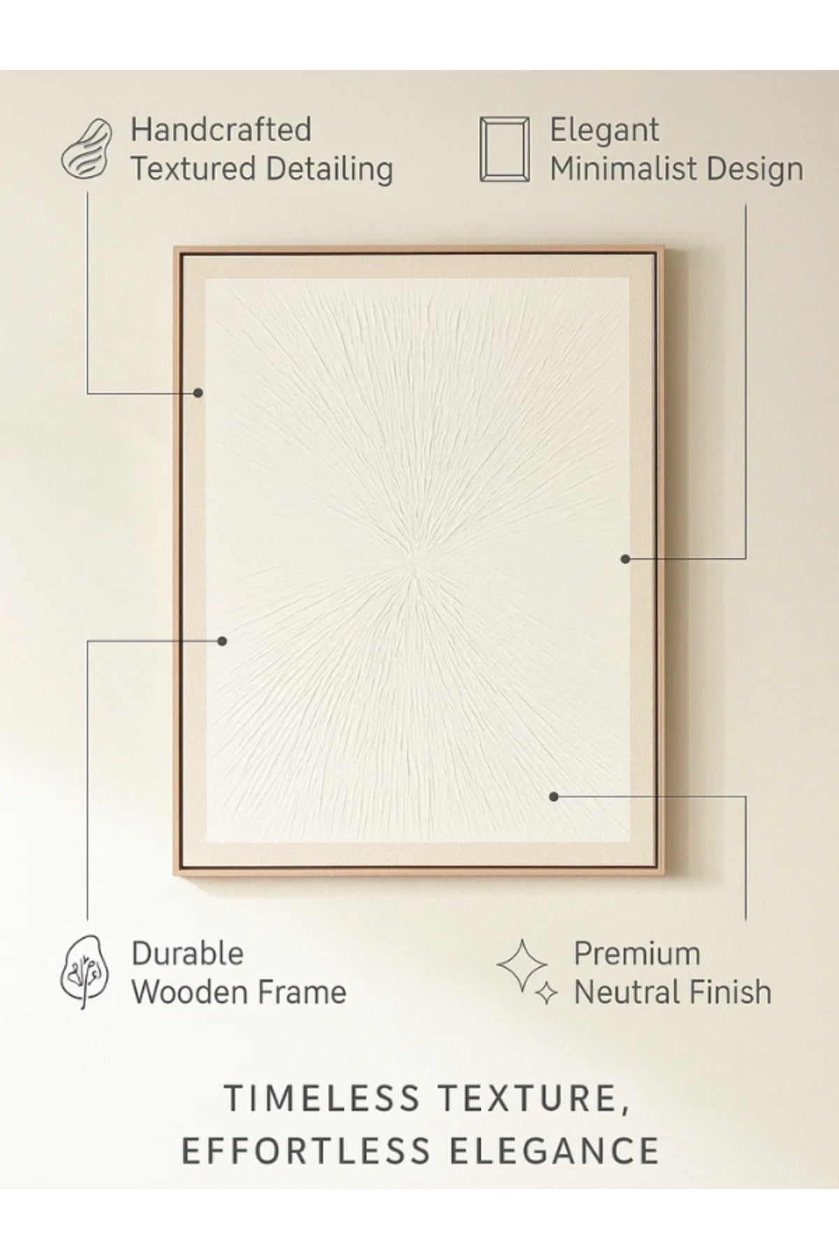 Minimalist Textured Wall Art Ð 120_80 cm White Framed Canvas for Modern Home DŽcor