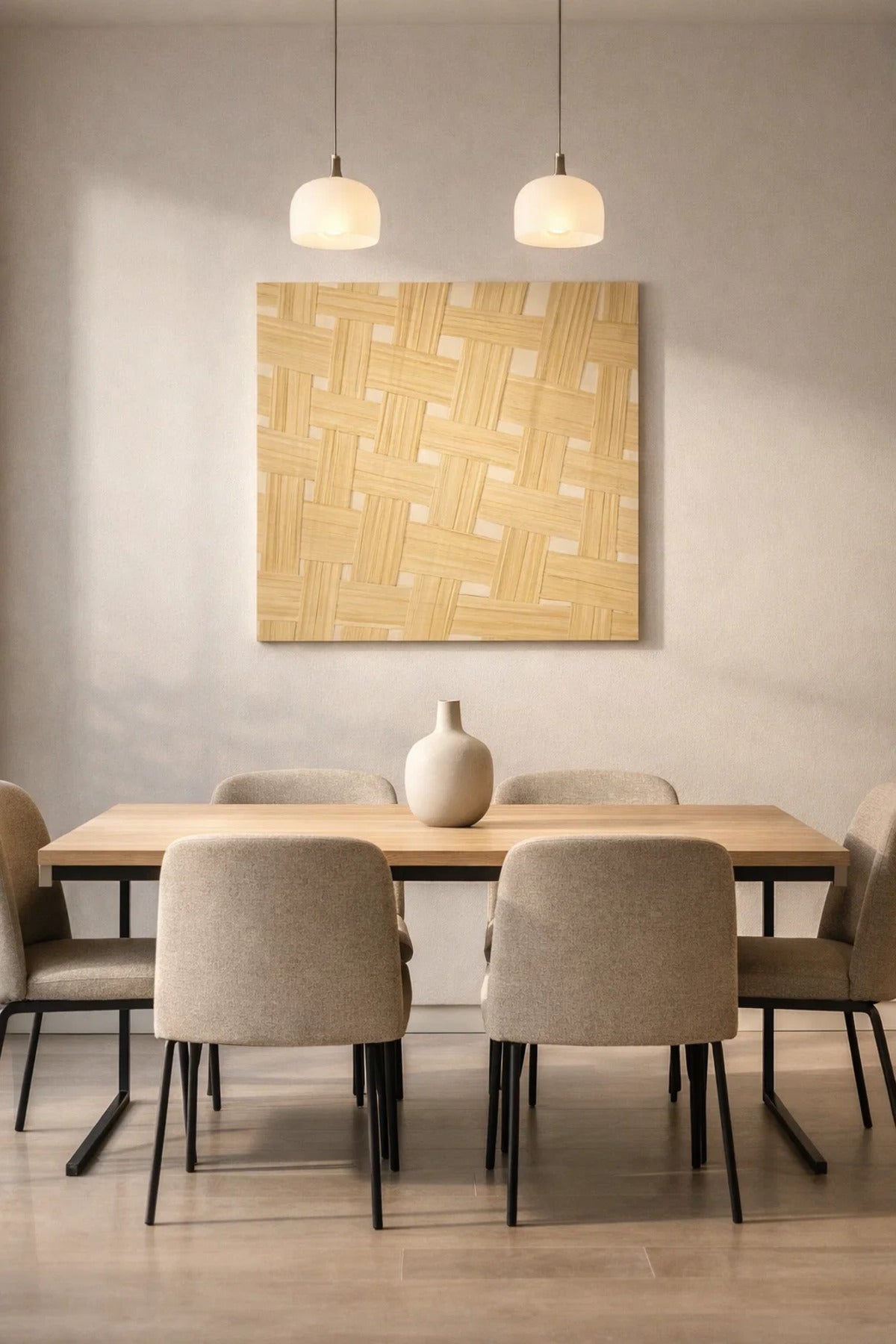 Woven Wall Art 80_80 cm Ð Minimalist Bamboo Woven Design