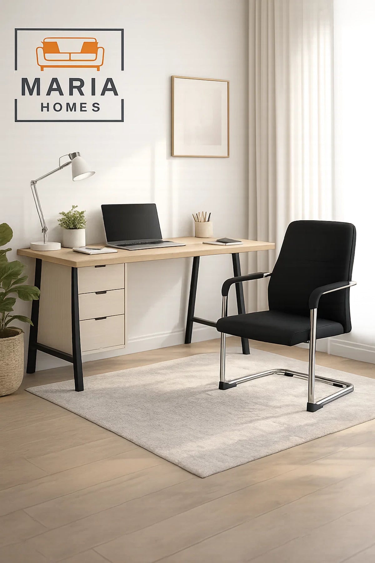 Black Visitor Chair with Armrests Ð Comfortable Office Guest & Waiting Chair