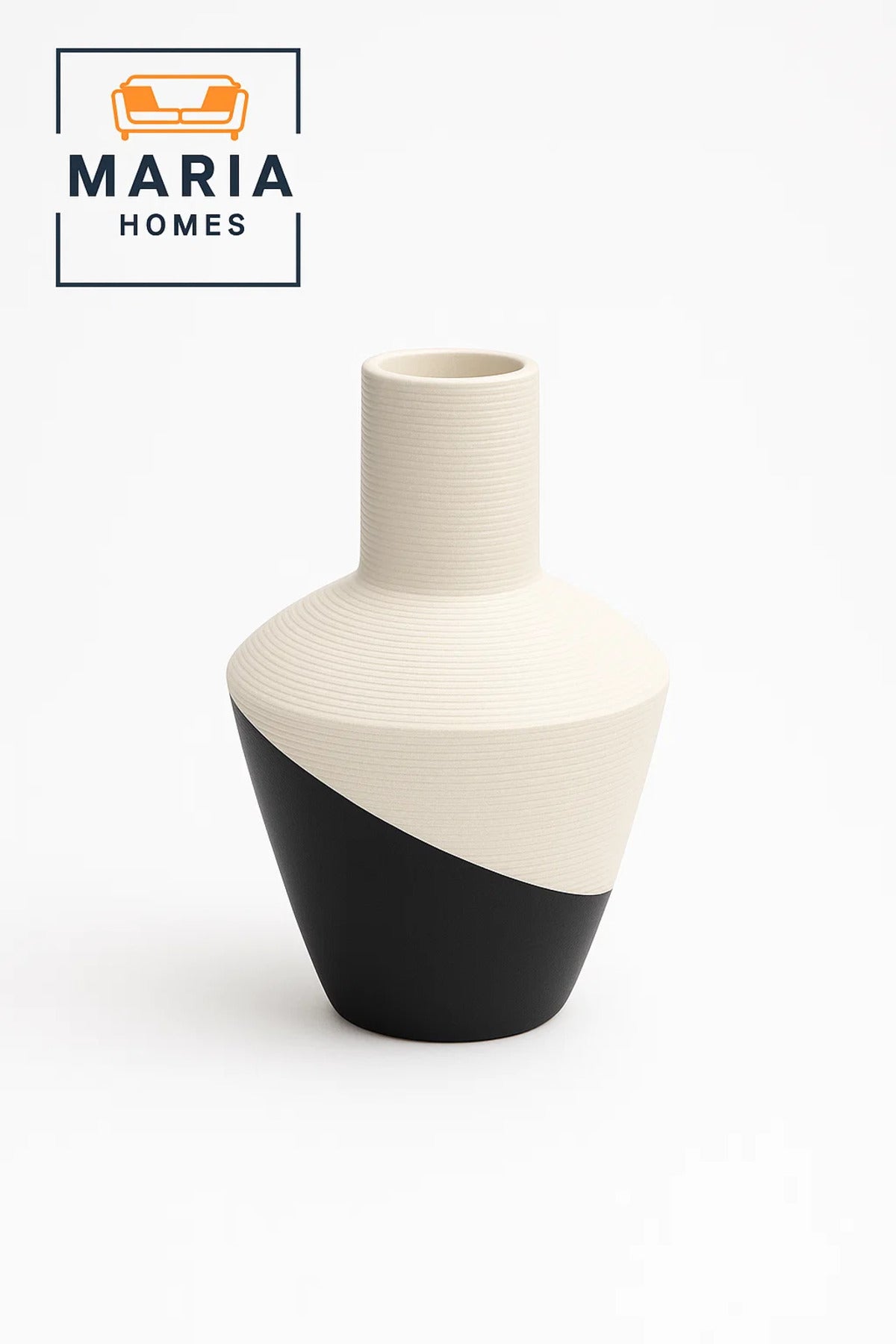 Modern Ceramic Decorative Vase Ð White & Black Table Vase for Home & Office Decor