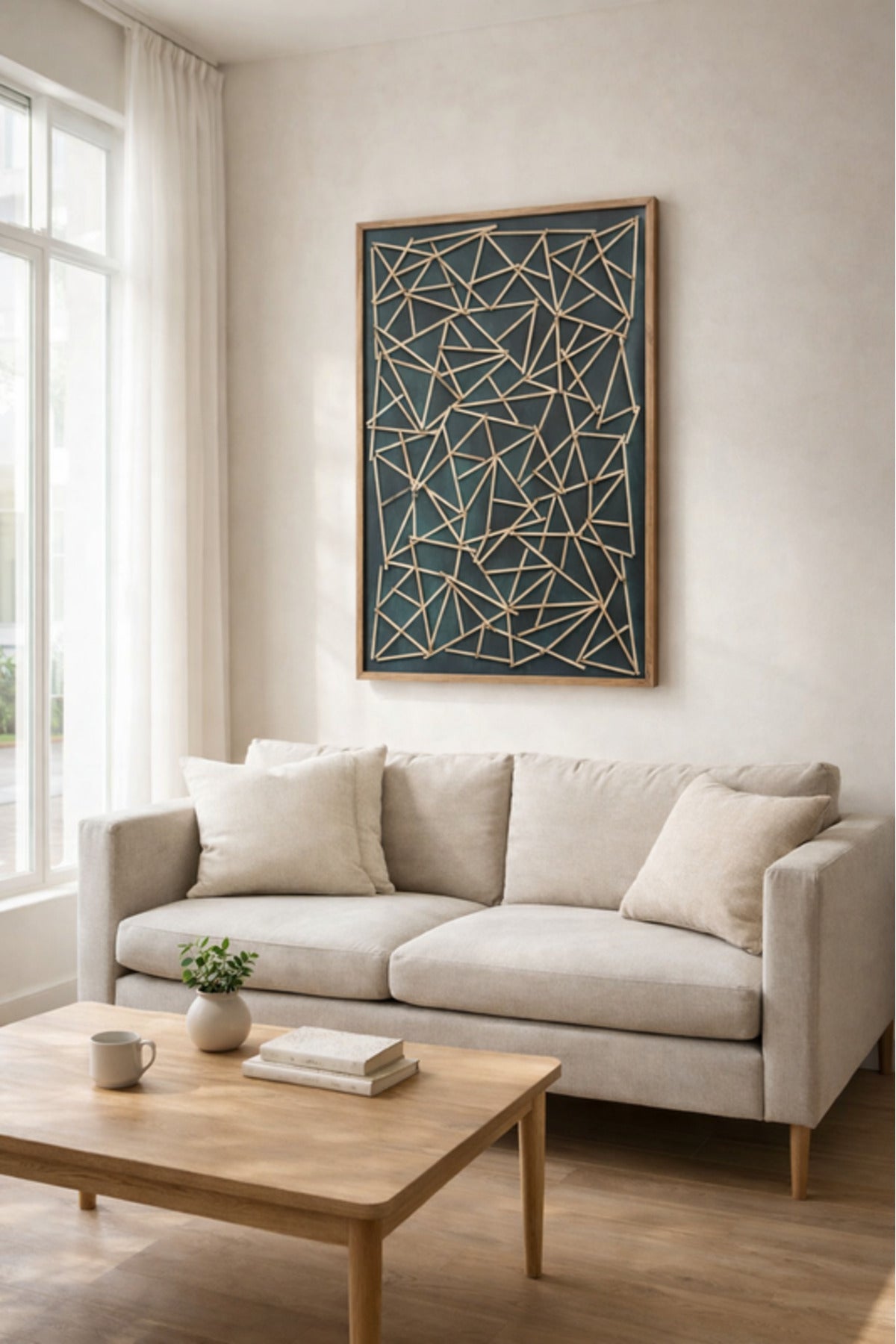 Abstract Wooden Frame Wall Art Decor 80x120cm Modern Decorative Panel abstract wooden