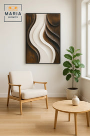 Modern 3D Wall Art Ð Brown and White Abstract Decorative Panel for Living Room 120_80 cm