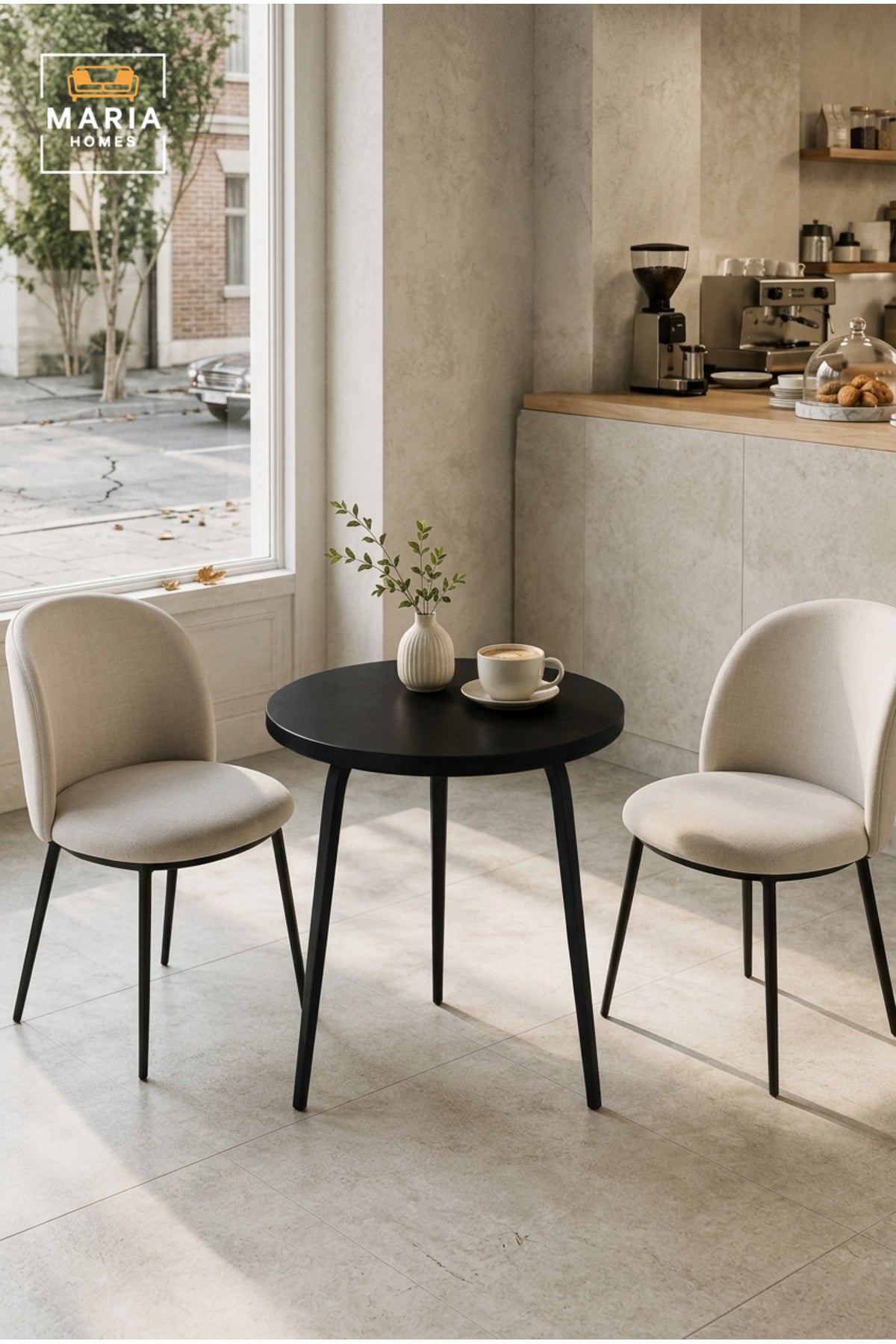 Modern Round Caf≈Ω Table Dining Table Coffee Table for Restaurant Kitchen Apartment Black