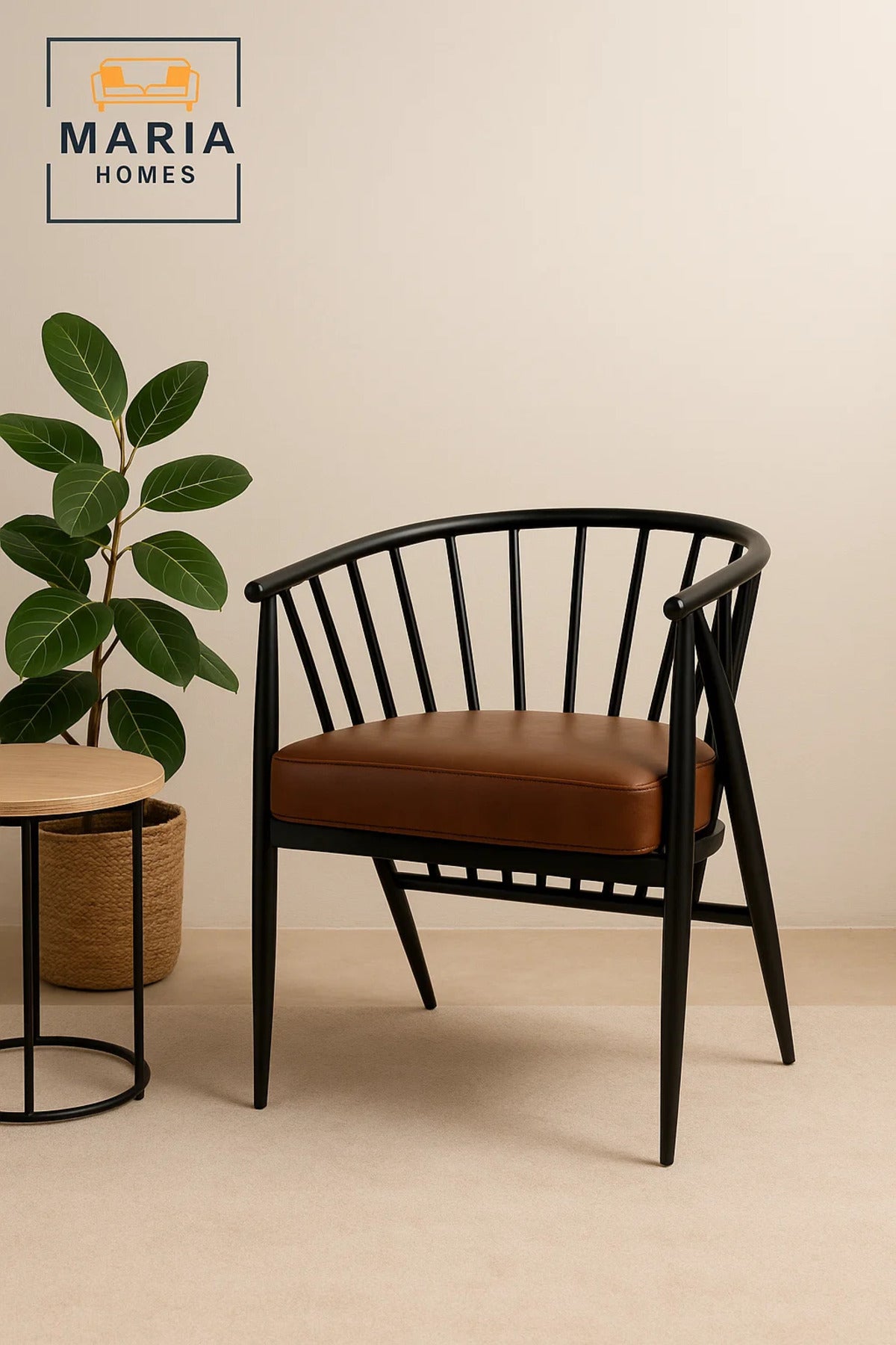 Modern Brown Accent Chair Ð Black Frame Lounge Chair with Soft Cushion for Home and CafŽ