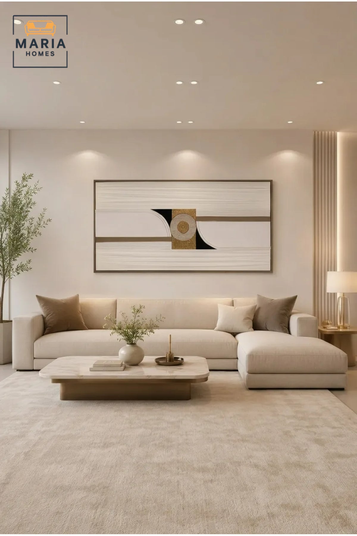 Luxury Horizontal Geometric Wall Art √ê Modern Abstract Framed Artwork with Gold Accents for Living Room, Dining Room & Office D≈Ωcor