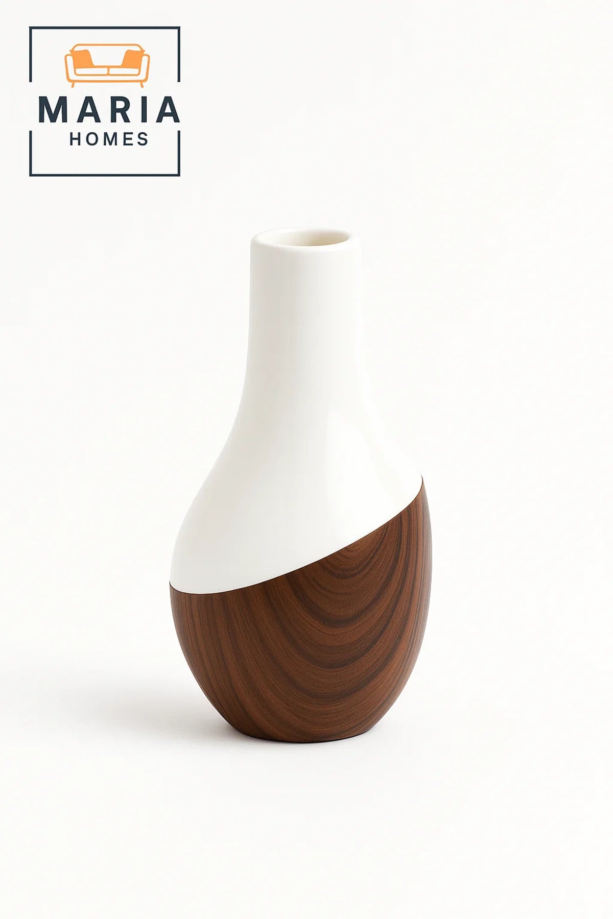 Modern Decorative Vase √ê Ceramic Flower Vase √ê Wood-Effect Home Decor Accessory