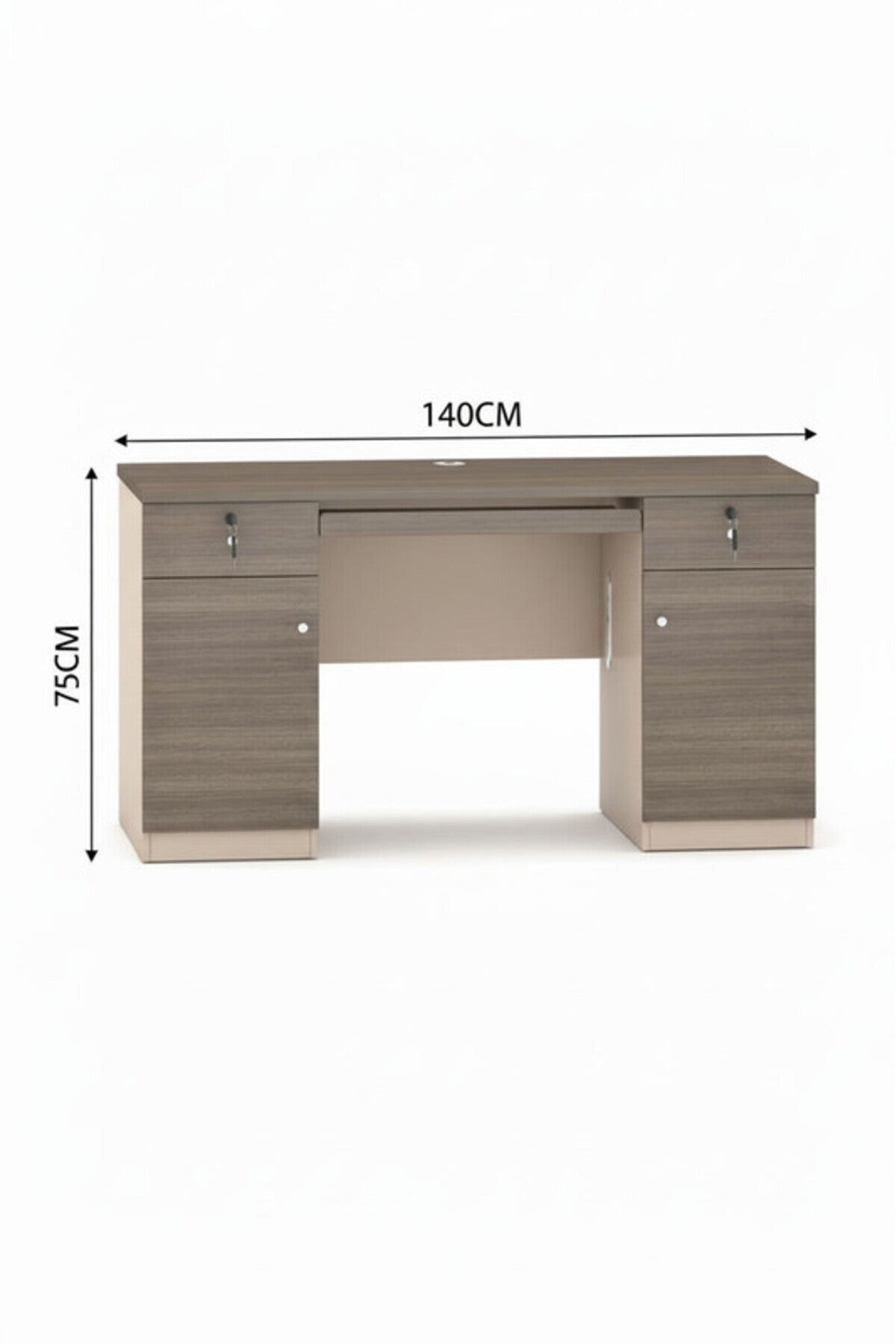 Dark Wood Modern Office Desk with Storage