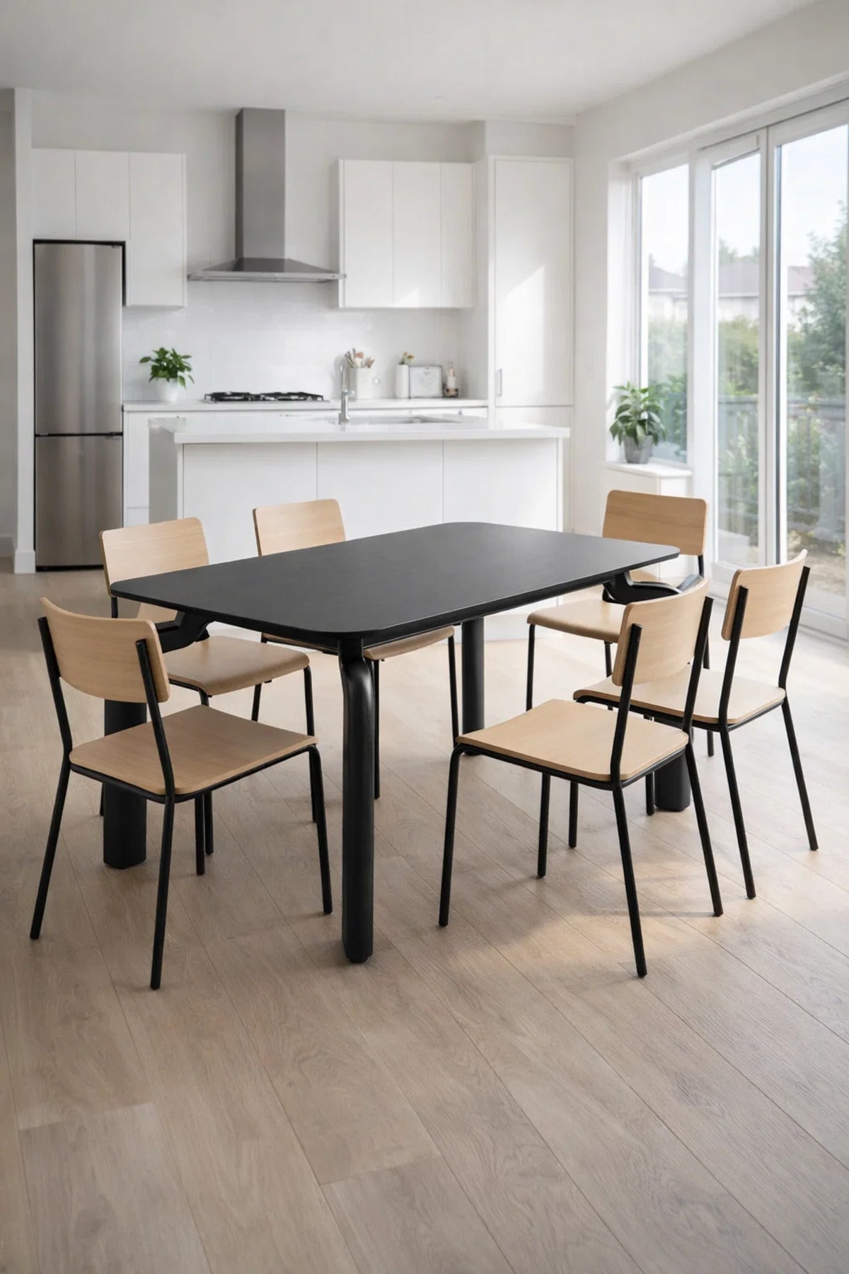 Modern Black Dining Table DT-808 Ð 130_80_75 cm | Stylish Rectangular Table with Designer Curved Leg