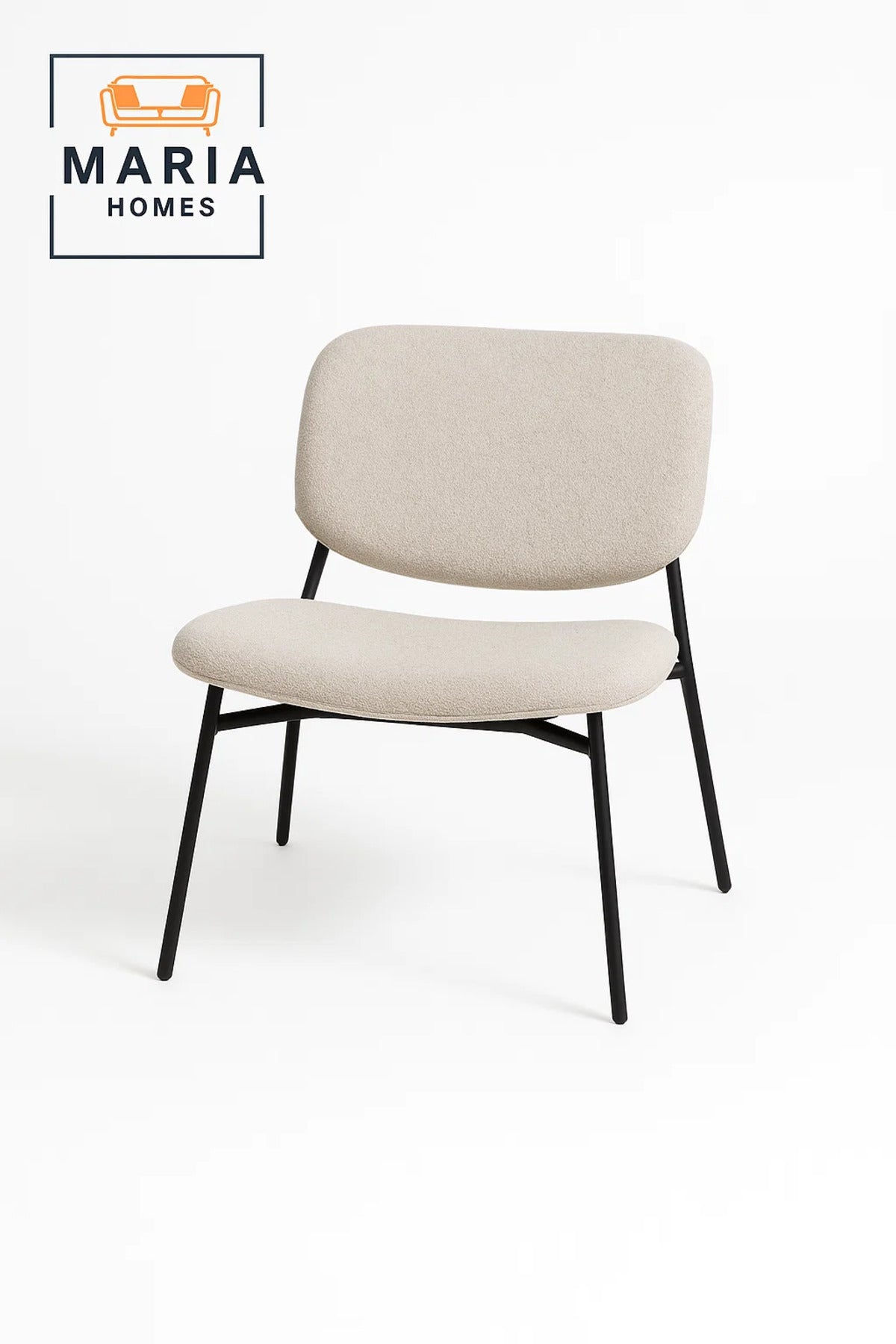 Modern Cream Lounge Chair with Black Metal Legs