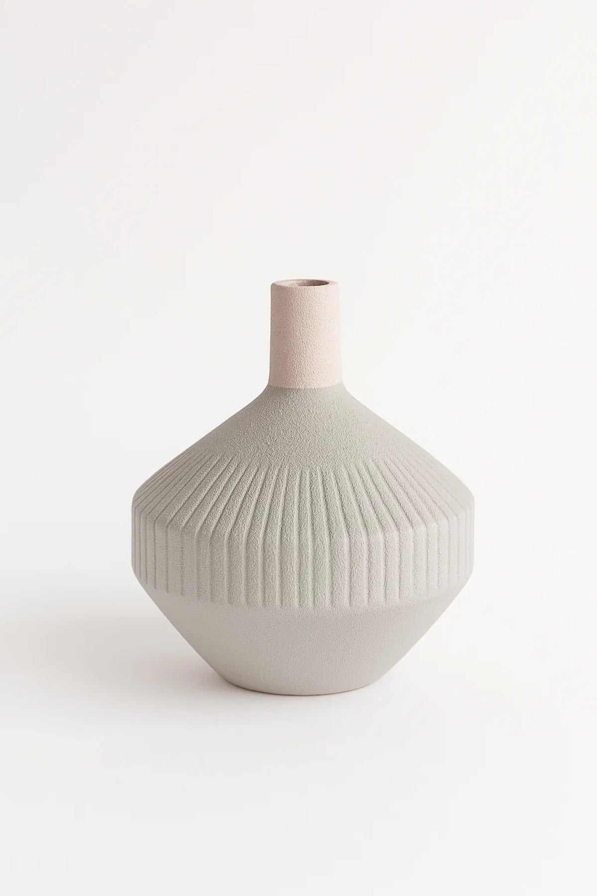 Grey and Pink Ceramic Textured Vase Ð Modern Minimalist Decorative Flower Pot