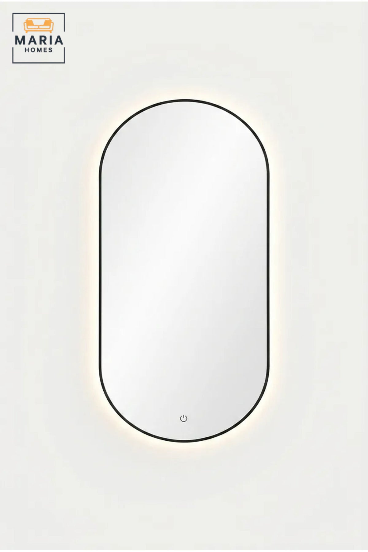 Modern Capsule-Shaped LED Wall Mirror with Touch Sensor, Backlit Framed Decorative Mirror for Bathroom, Bedroom, Vanity and Dressing Room