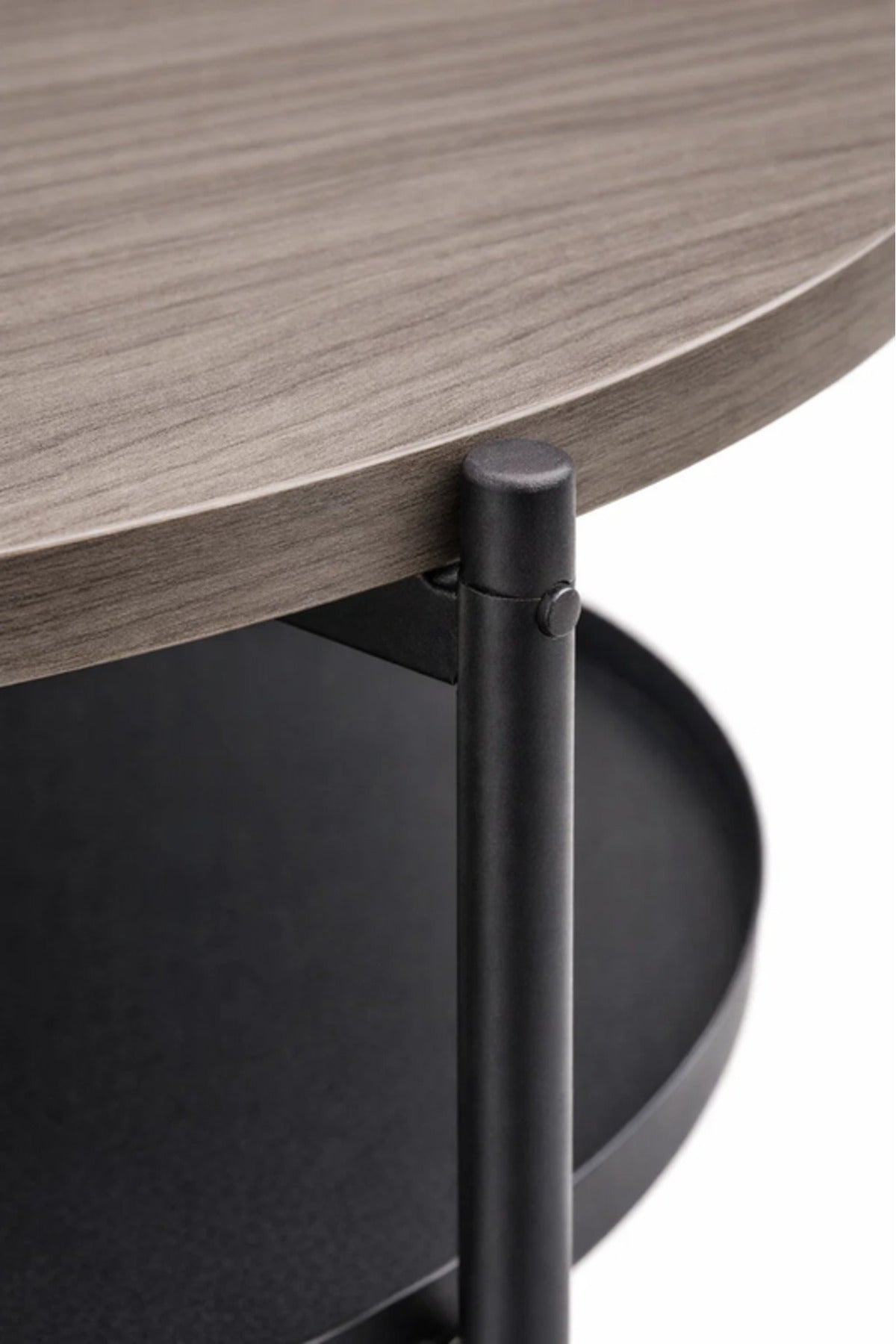 Round Dark Grey Coffee Table Set with 4 Side Tables and Shelf