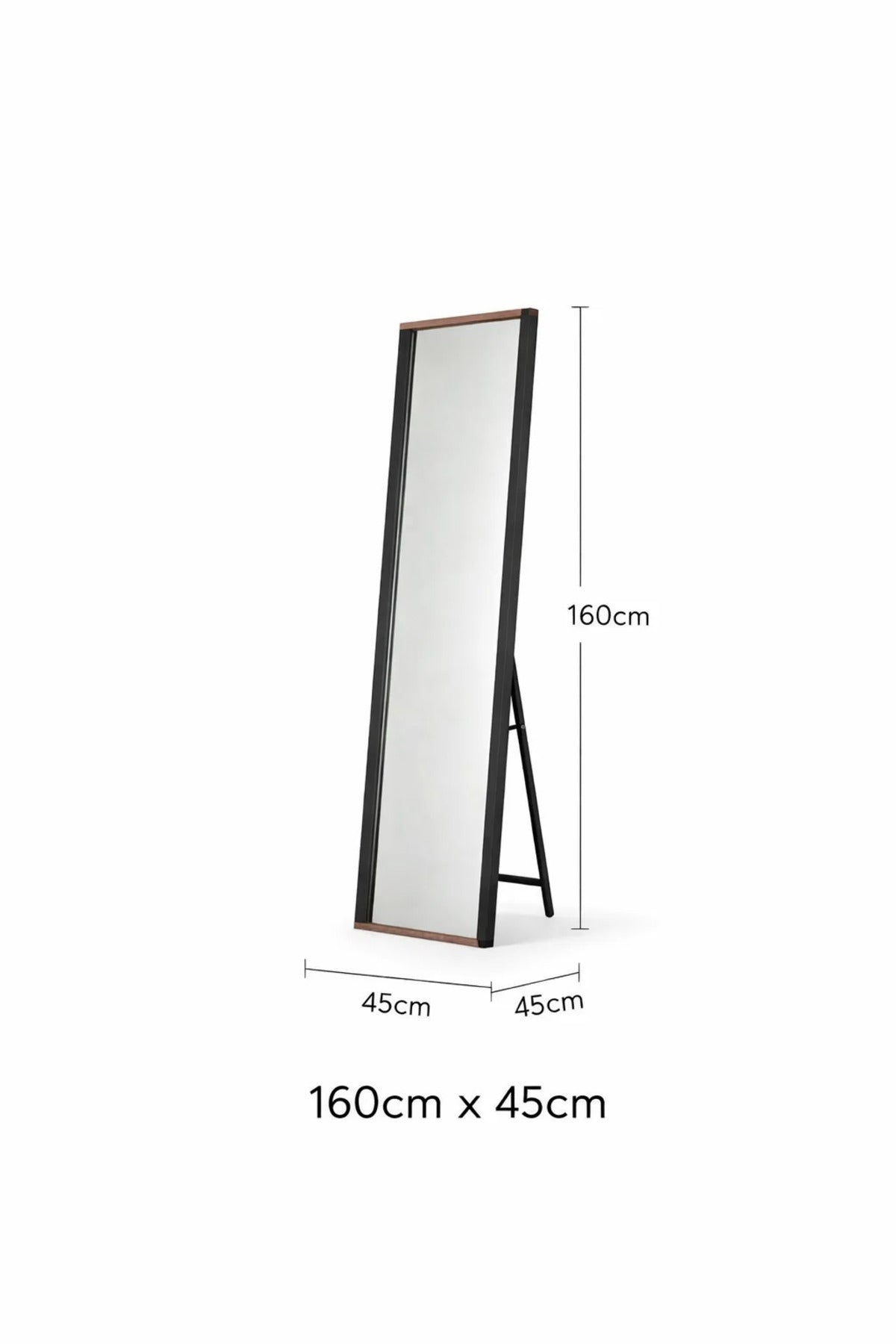 Modern Full Length Floor Mirror with Black and Brown Frame
