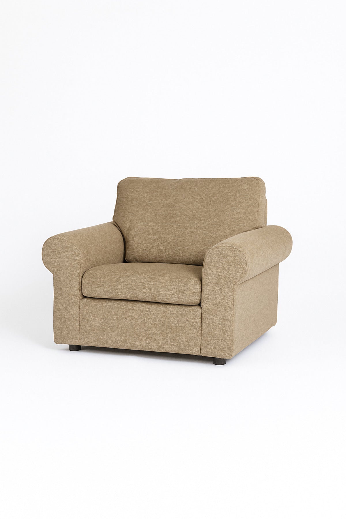 Coffee Brown Fabric Lounge Chair Comfortable Single Seater Armchair for Living Room, Bedroom