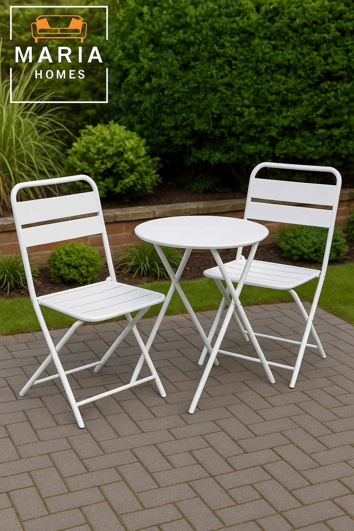 White Metal Folding Chair with Slatted Design Ð Lightweight and Compact for Indoor/Outdoor Use