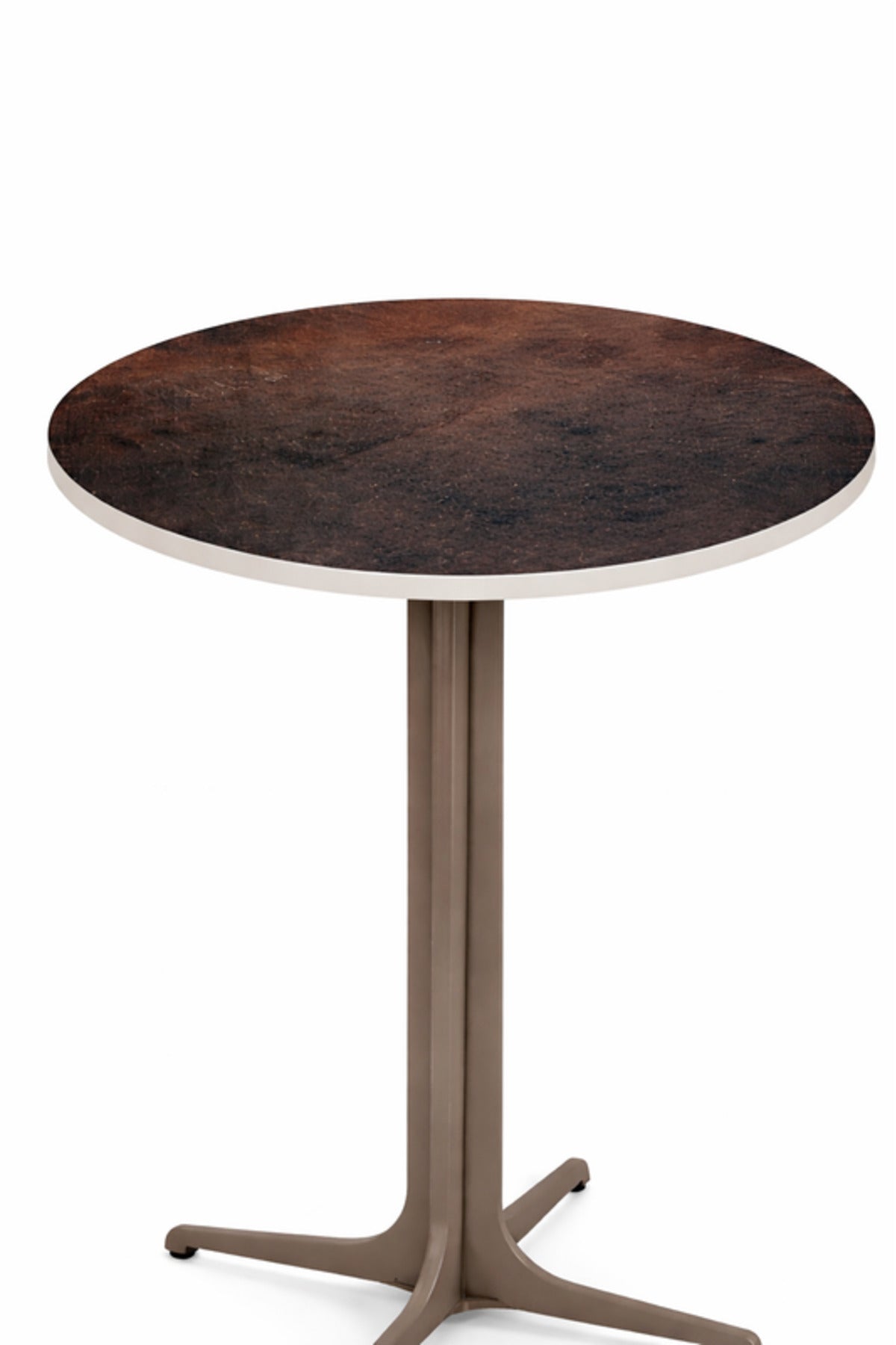 Round Brown Ceramic Side Table with Metal Base 45_45_55 cm Modern Accent round brown