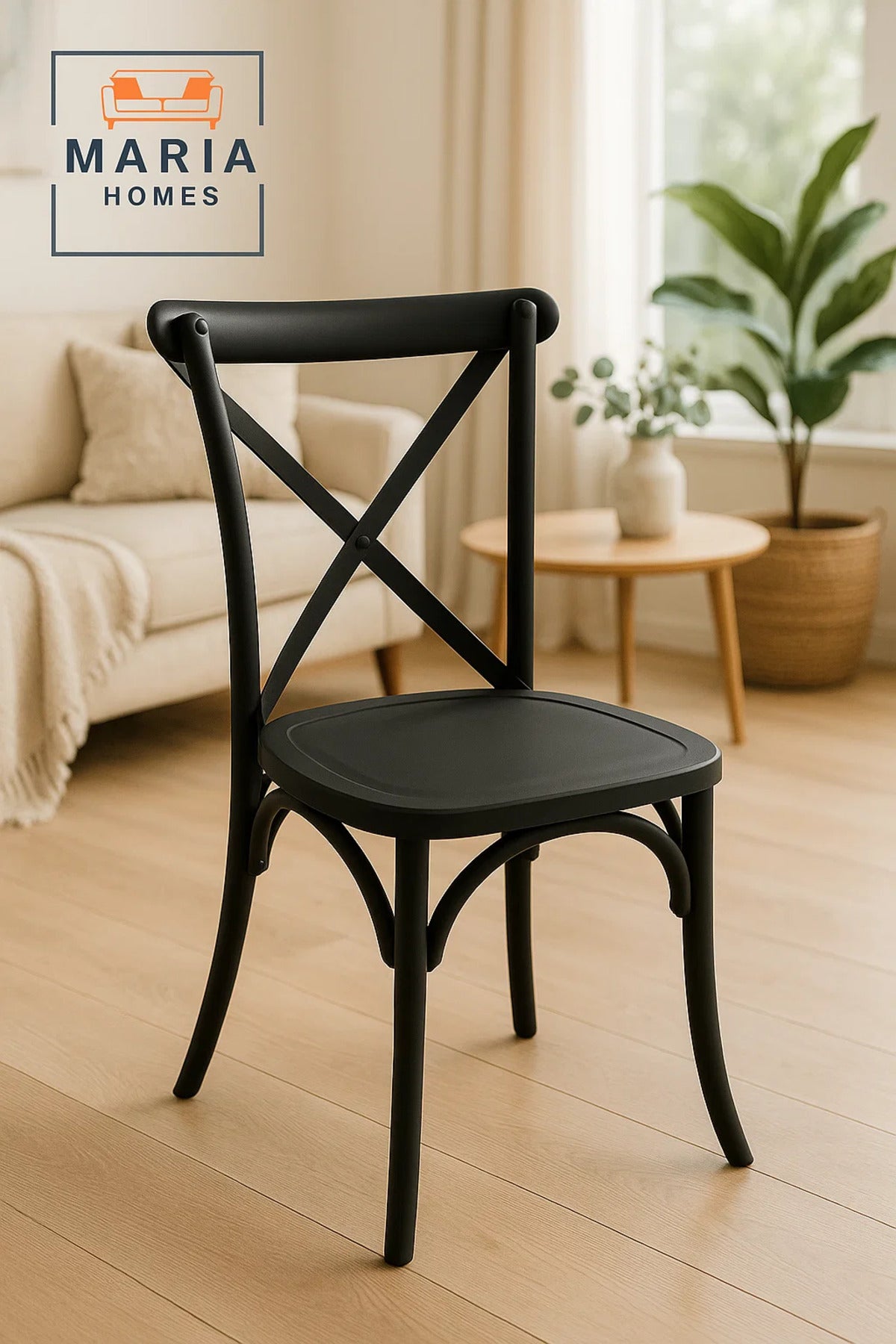 Black Cross Back Dining Chair Ð Elegant Plastic Chair for CafŽ, Kitchen, Events or Outdoor Seating