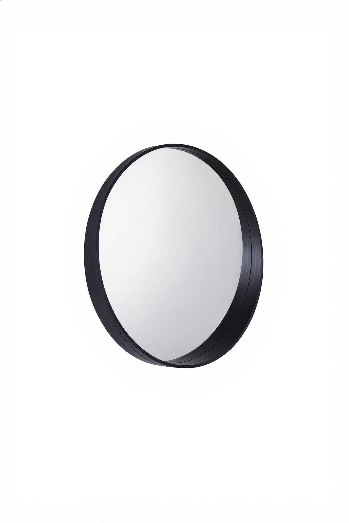 Modern Black Round Wall Mirror 70cm Wooden Frame Decorative Circle Mirror for Bathroom Bedroom