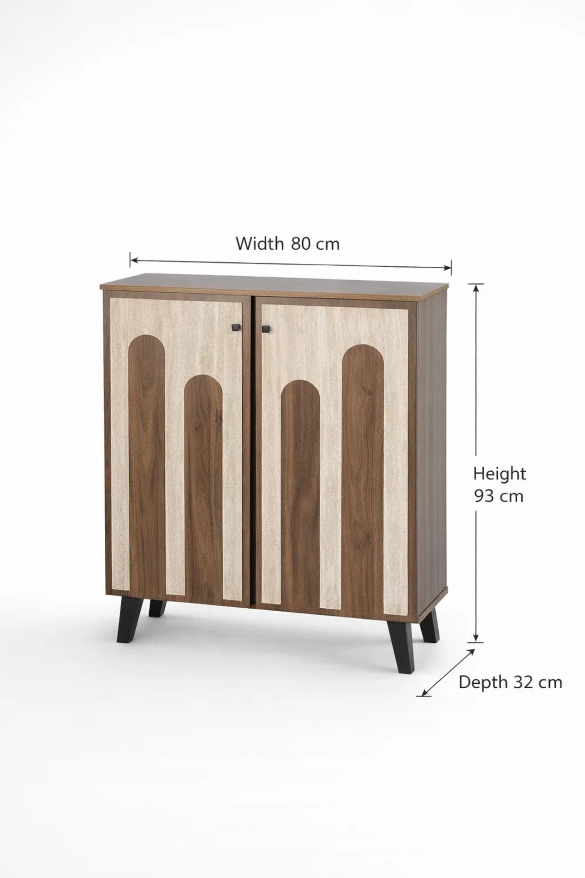 Dark Brown and Beige Shoe Cabinet with Decorative Panel Design 80 x 32 x 93 cm