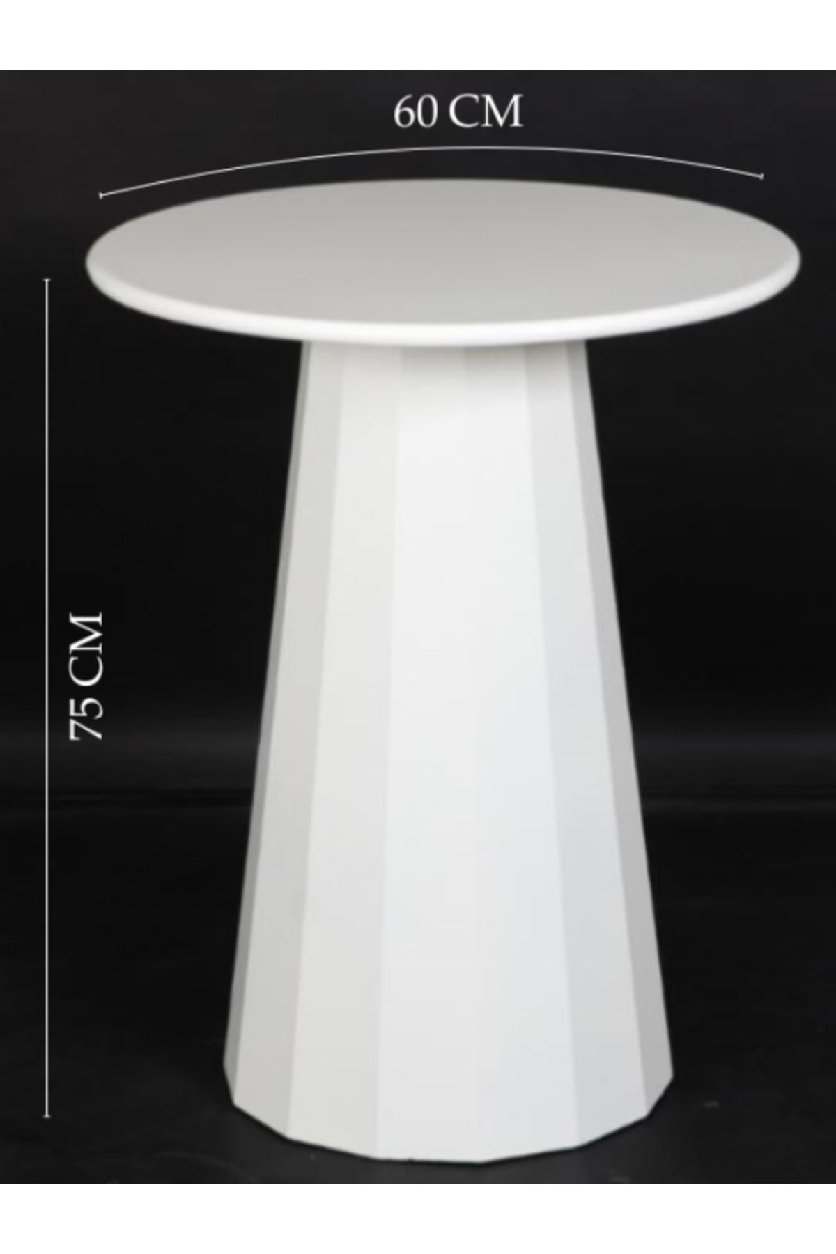 Modern White Adjustable Metal Side Table | 60x75 Minimalist Round Design