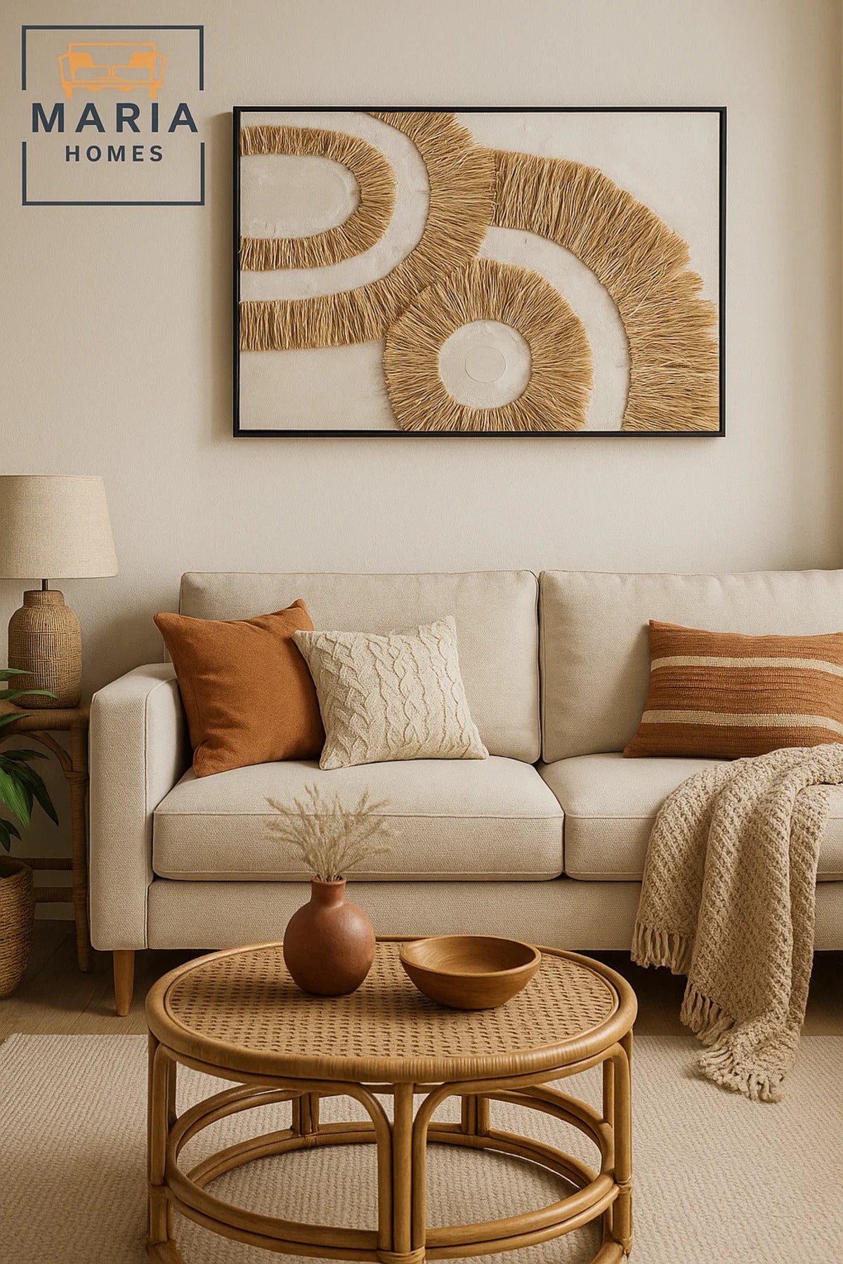 Natural Textured Abstract Wall Art Ð Modern Neutral Straw Design for Living Room & Bedroom-120*80CM