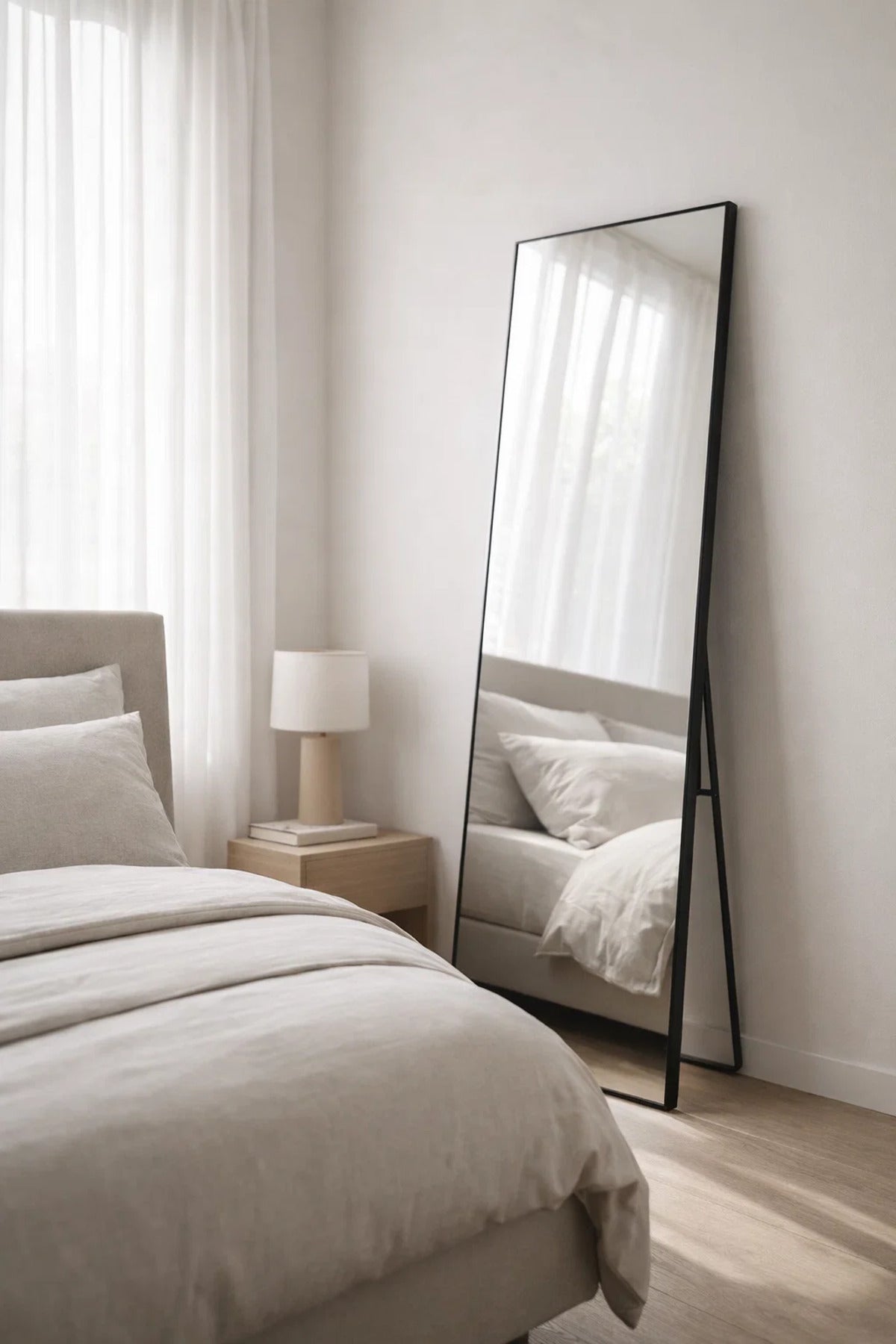 Black Standing Floor Mirror 180x80cm Full Length Bedroom black standing floor