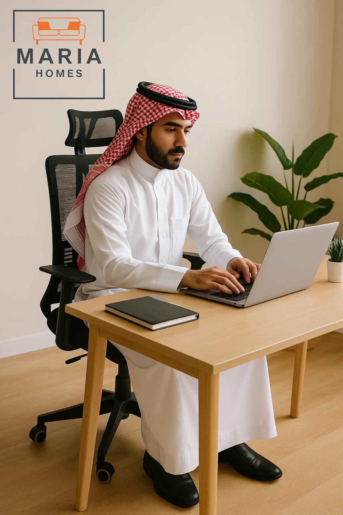 Black High-Back Mesh Office Chair with Headrest and Lumbar Support for Ergonomic Comfort