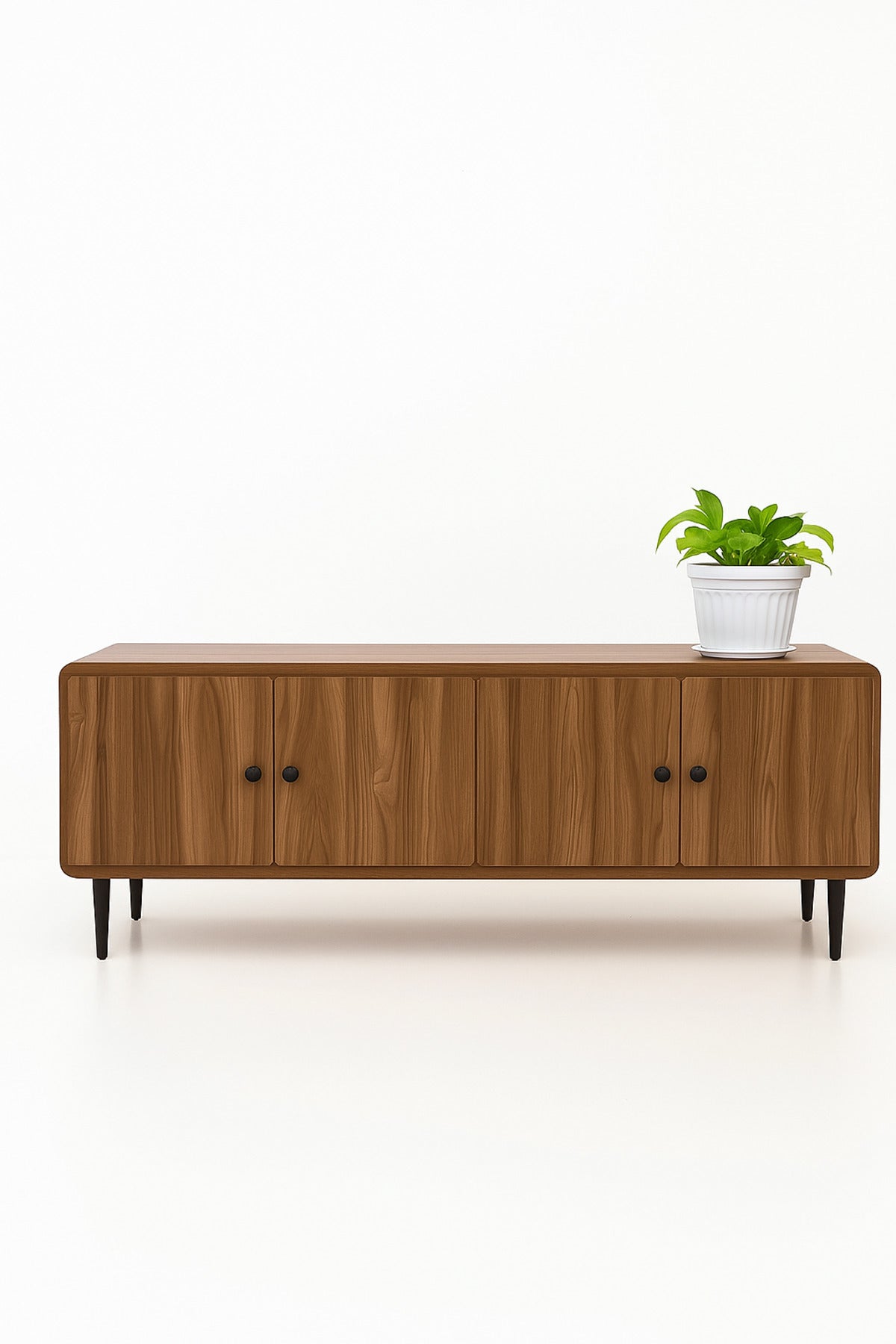 Modern Wooden TV Cabinet Ð 163_40_54 cm | Walnut Finish Entertainment Unit with Storage