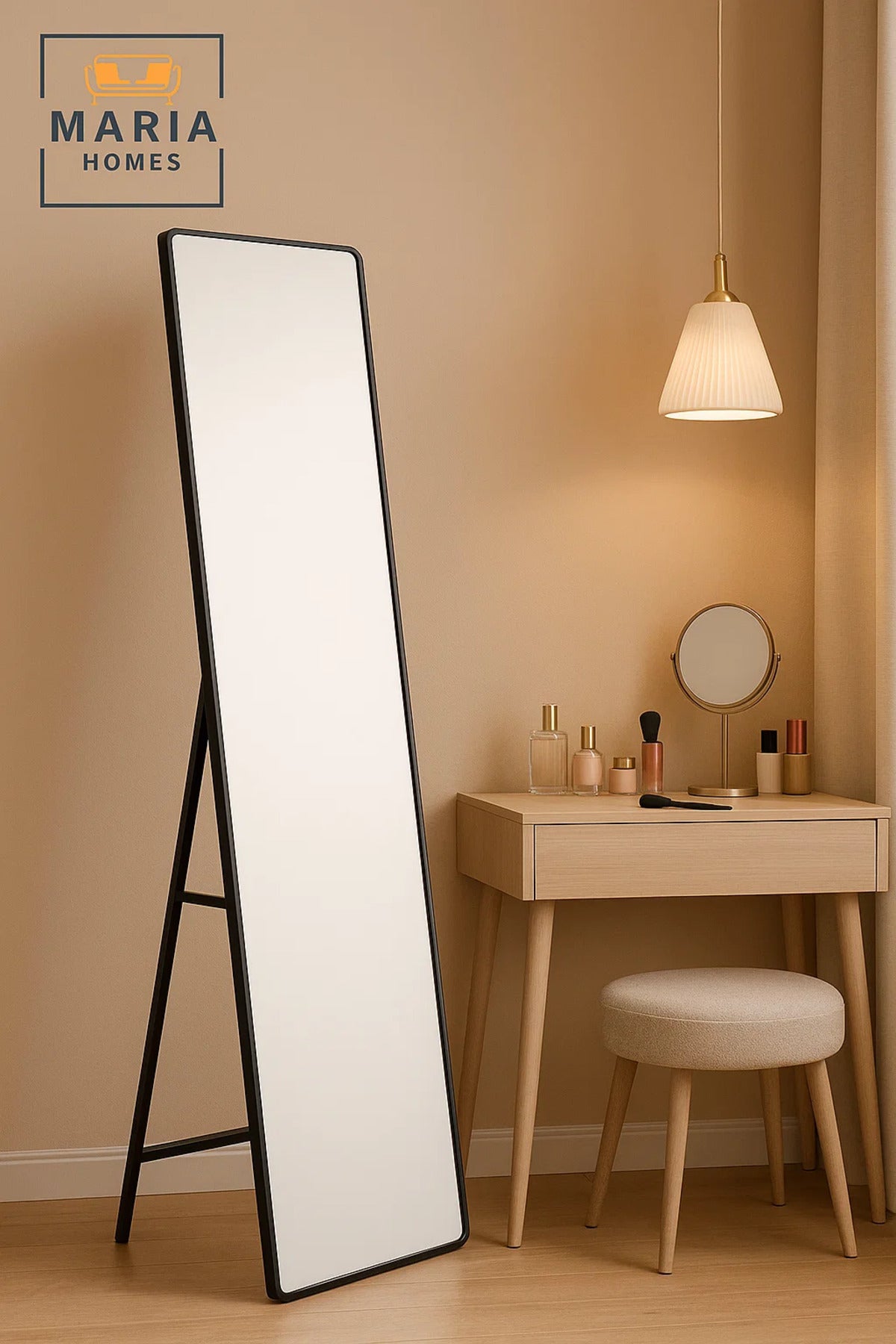 Full Length Black Frame Standing Mirror for Bedroom, Dressing & Living Room D≈Ωcor 160x40