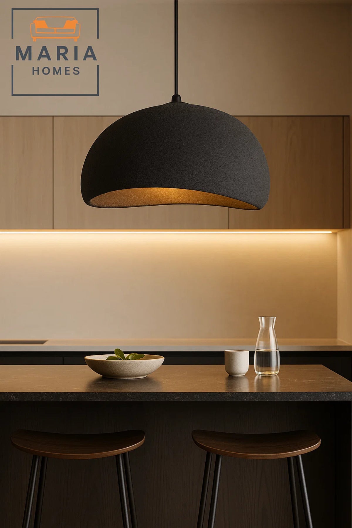 Matte Black Dome Pendant Light