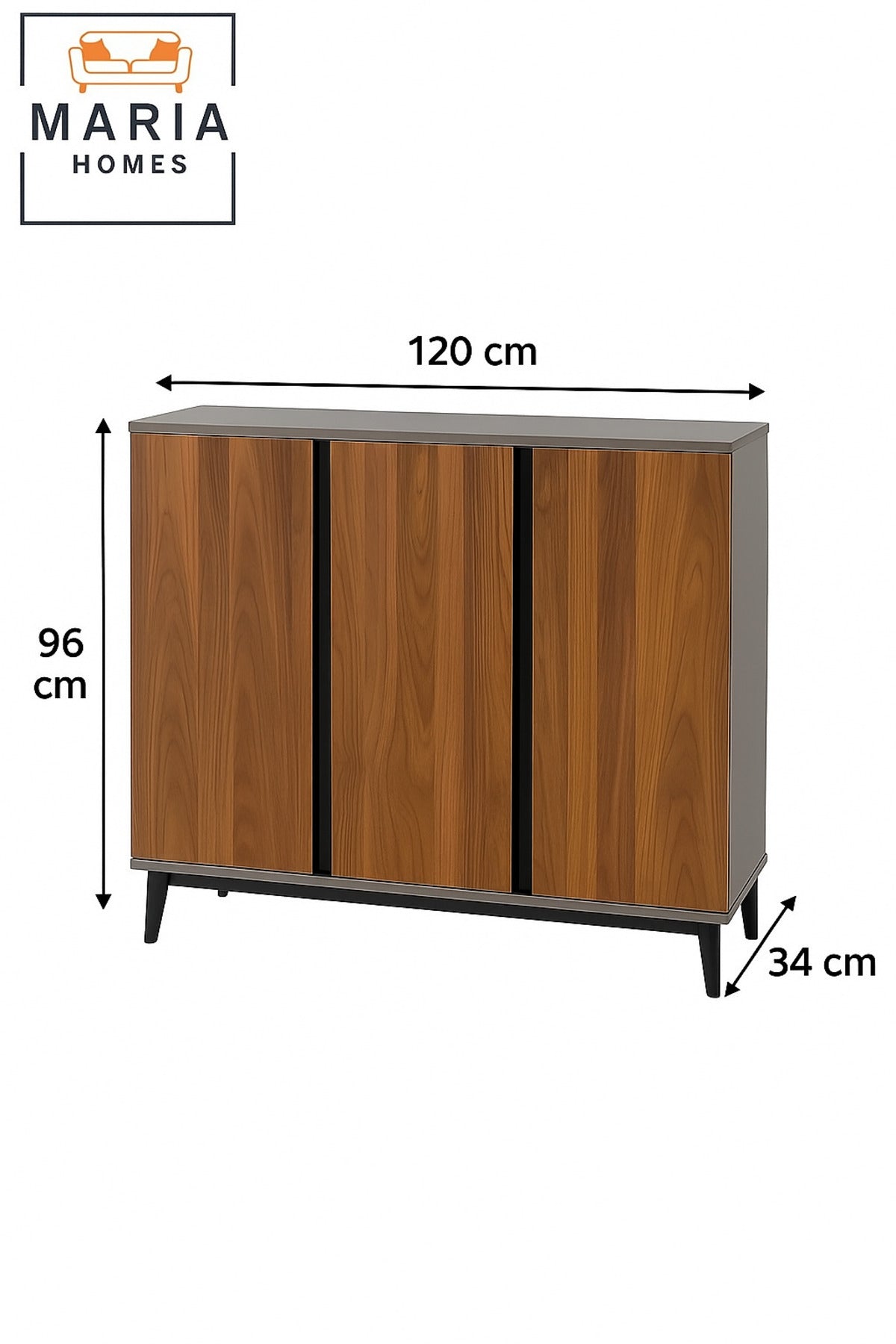 Modern 3-door Wooden Shoe Rack Cabinet 120cm Ð Grey Top, Hidden Handles, Stylish Storage Solution