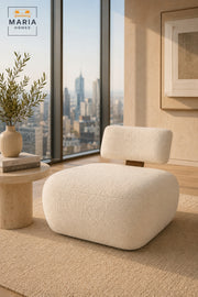 Modern Accent Lounge Chair Cream Upholstered Armchair Comfy Living Room Furniture