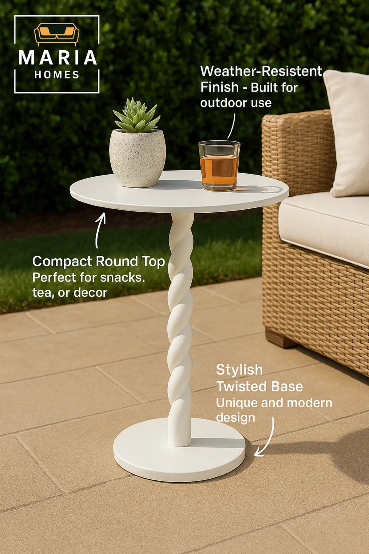 Spiral-Leg Side Table Ð Glossy White Finish