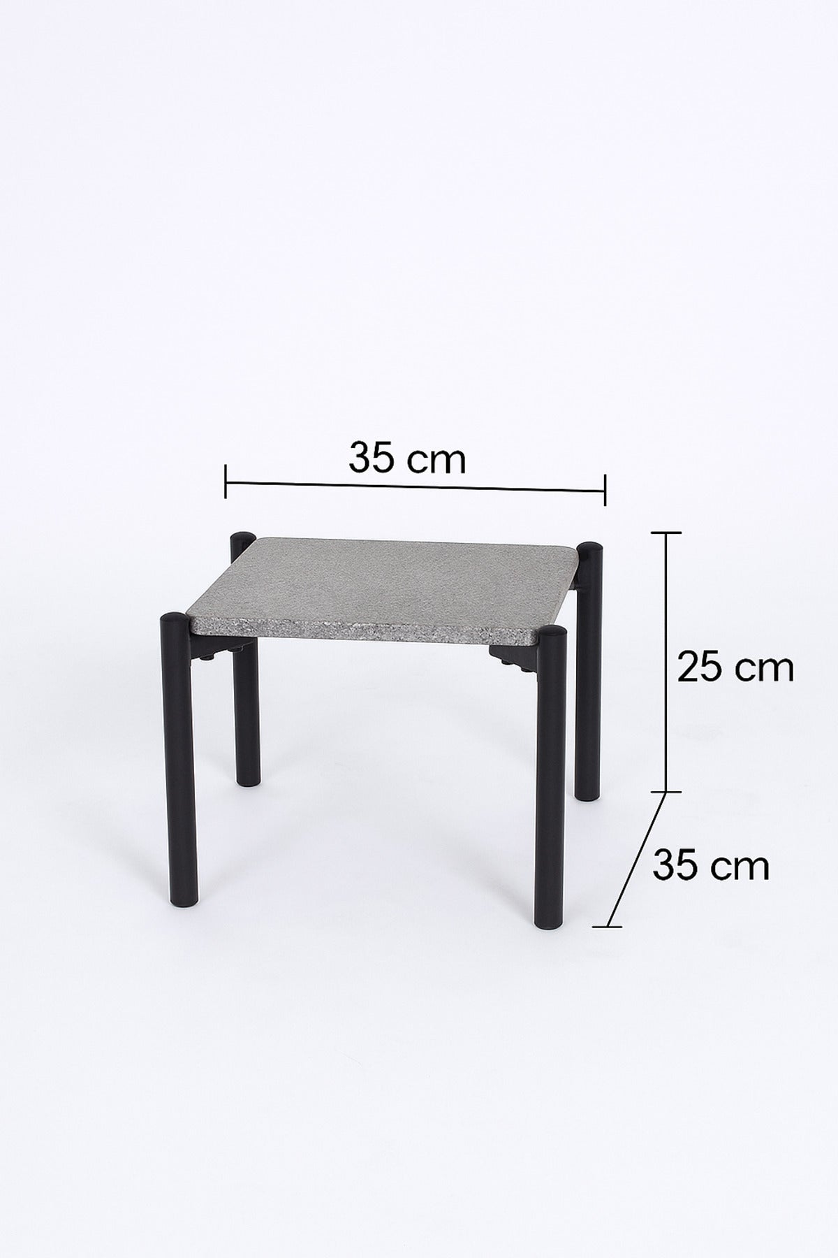Small Gray Square Side Table with Black Metal Legs Ð Modern Minimalist Accent Table 35_35_25 cm