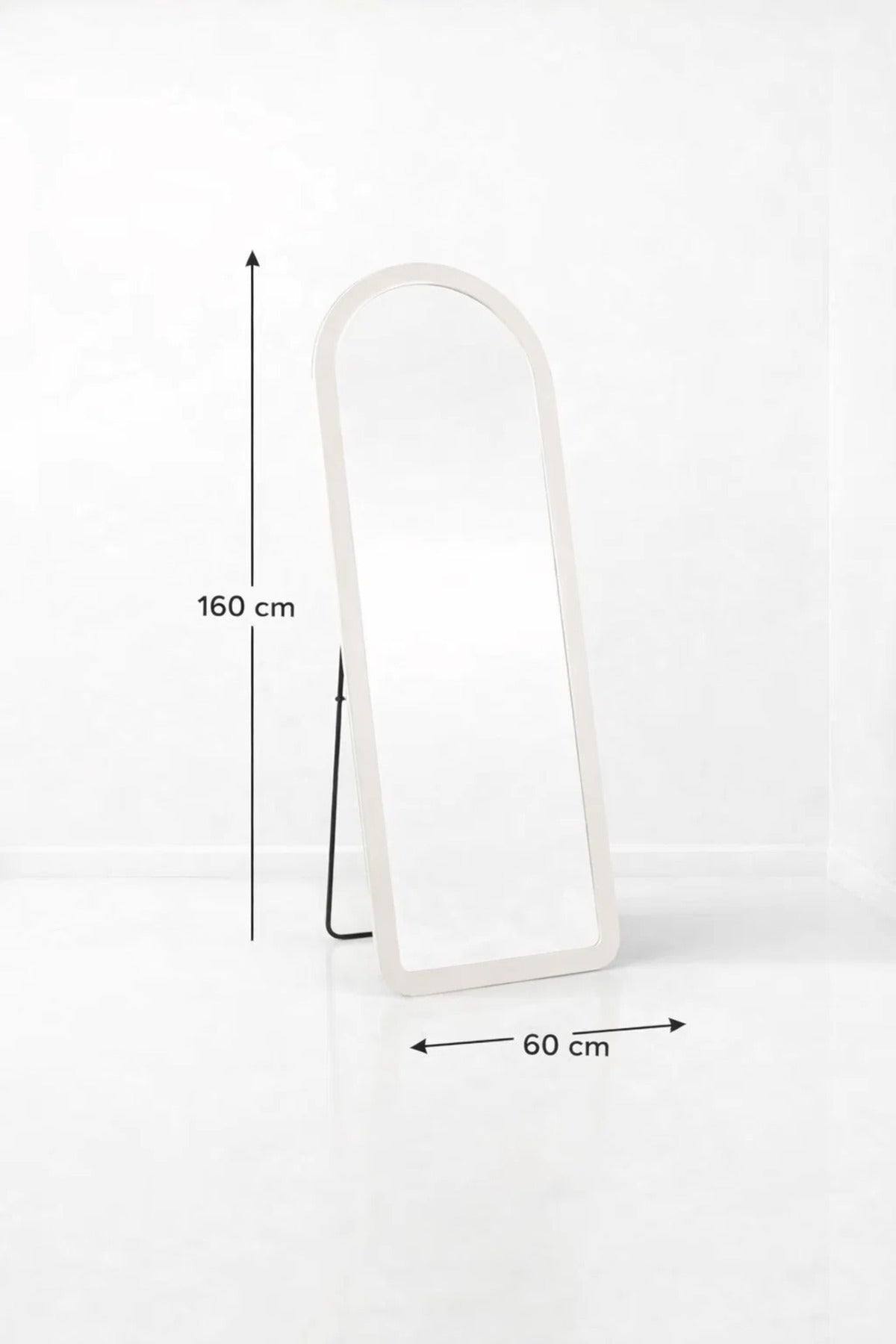 Modern Off-White Arched Full Length Stand Mirror 160x60cm for Bedroom Living Room Home Decor