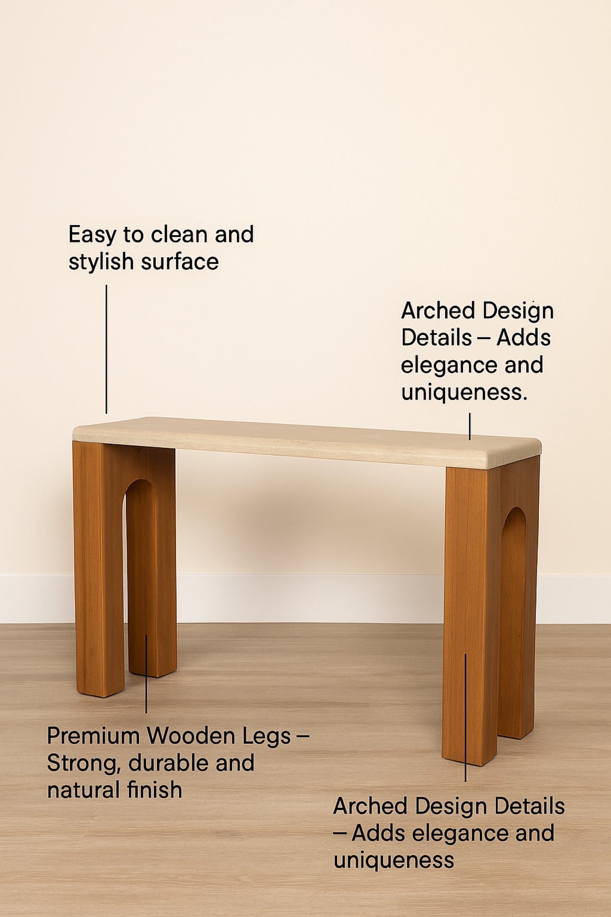 Wooden Console Table with Arched Legs Ð Modern Entryway & Living Room Furniture 140_40_80 cm