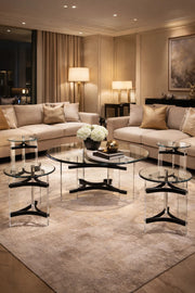5-Piece Glass Coffee Table Set with Black Acrylic Base √ê Modern Design for Living Room