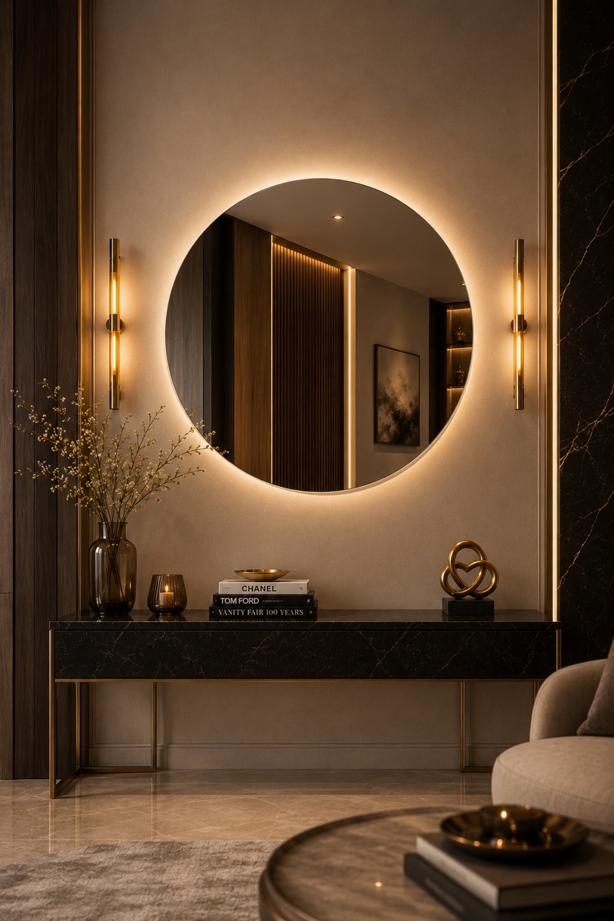 Modern Round Wall Mirror √ê Frameless Minimalist Decorative (80 _ 80 CM) modern round