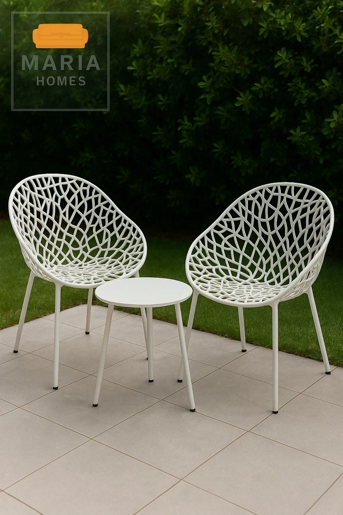 Modern White Net Design Outdoor Chair Ð Stylish & Durable Plastic Seating
