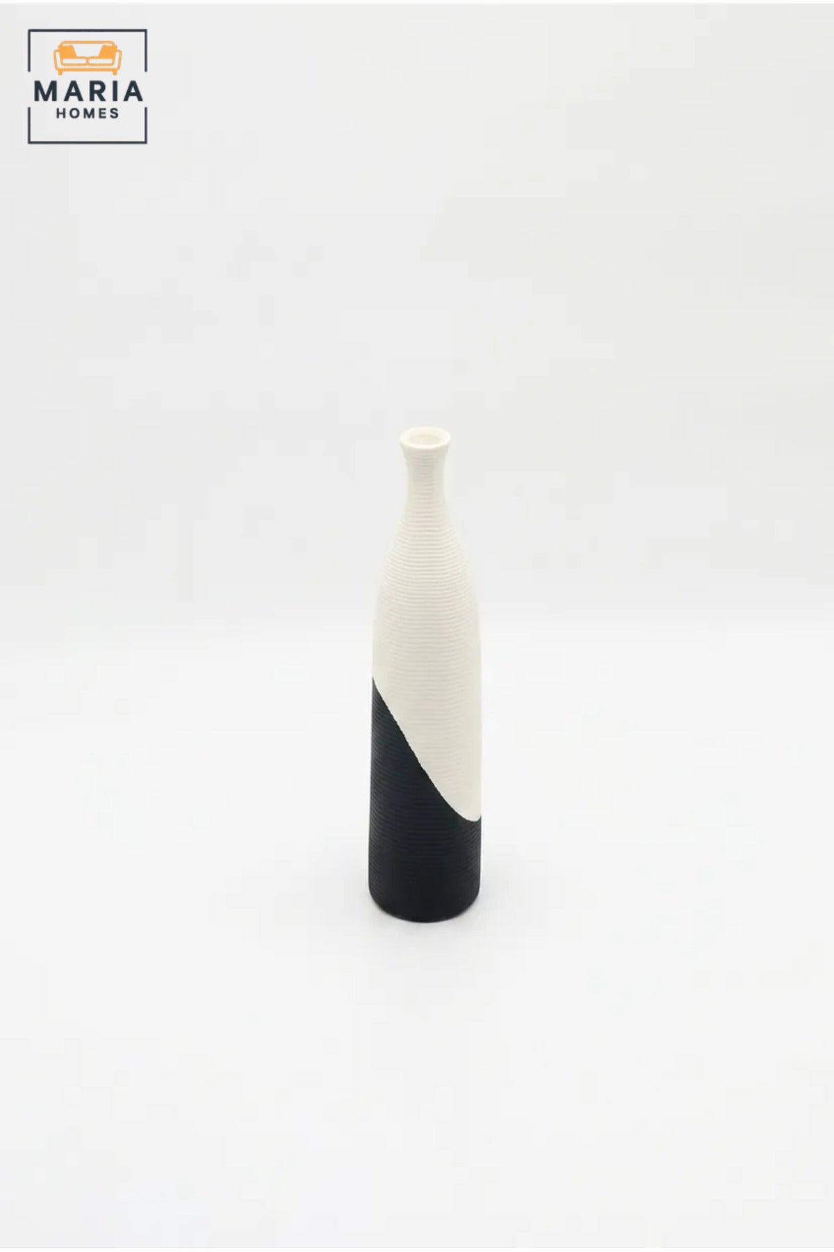 Modern Ceramic Decorative Vase with Black & White Finish, Tall Flower Vase for Living Room, Dining Table, Shelf & Home Décor