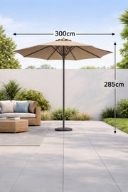 Premium Outdoor Umbrella Awning 300cm Beige Garden Patio Sun Shade Canopy with Sturdy Pole Base