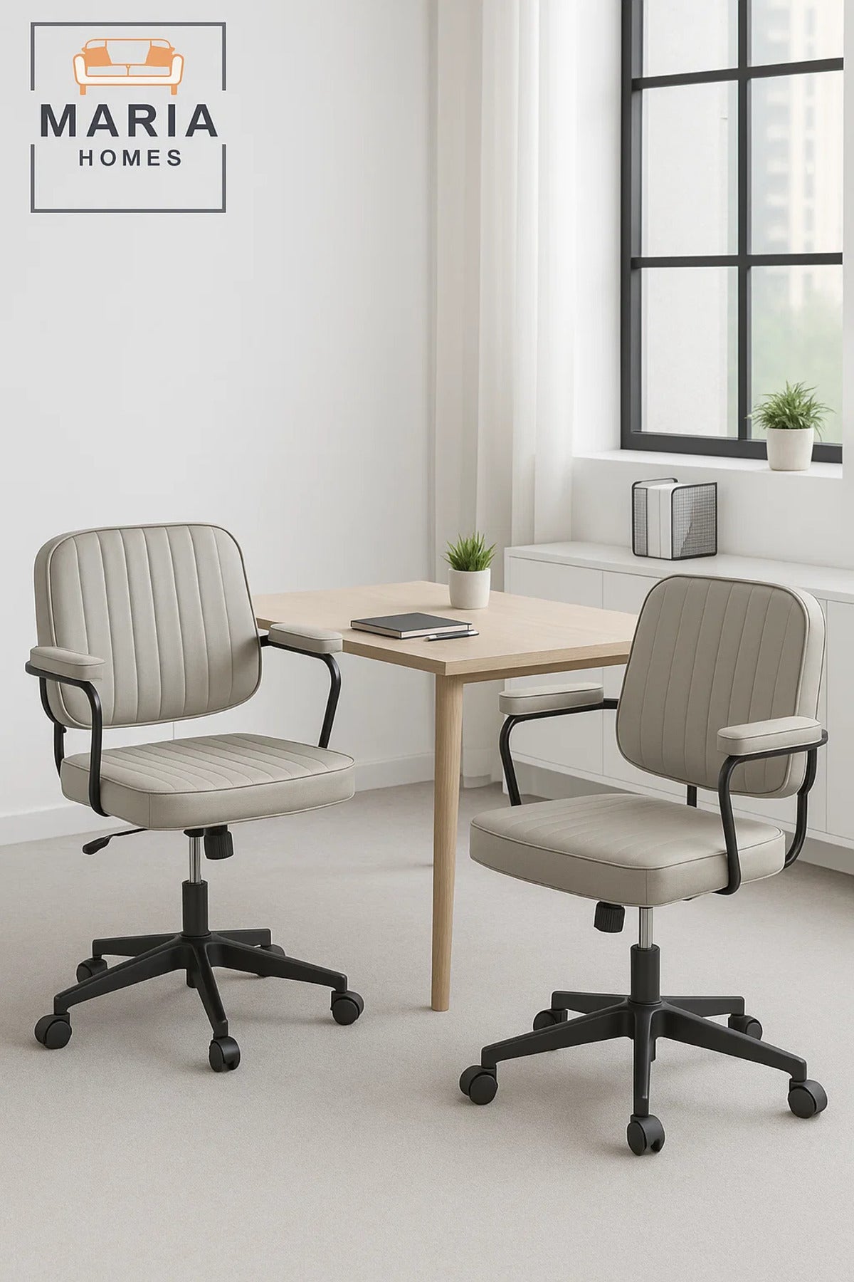 Compact Gray Office Chair with Cushioned Seat Height Ð Study or Home Office