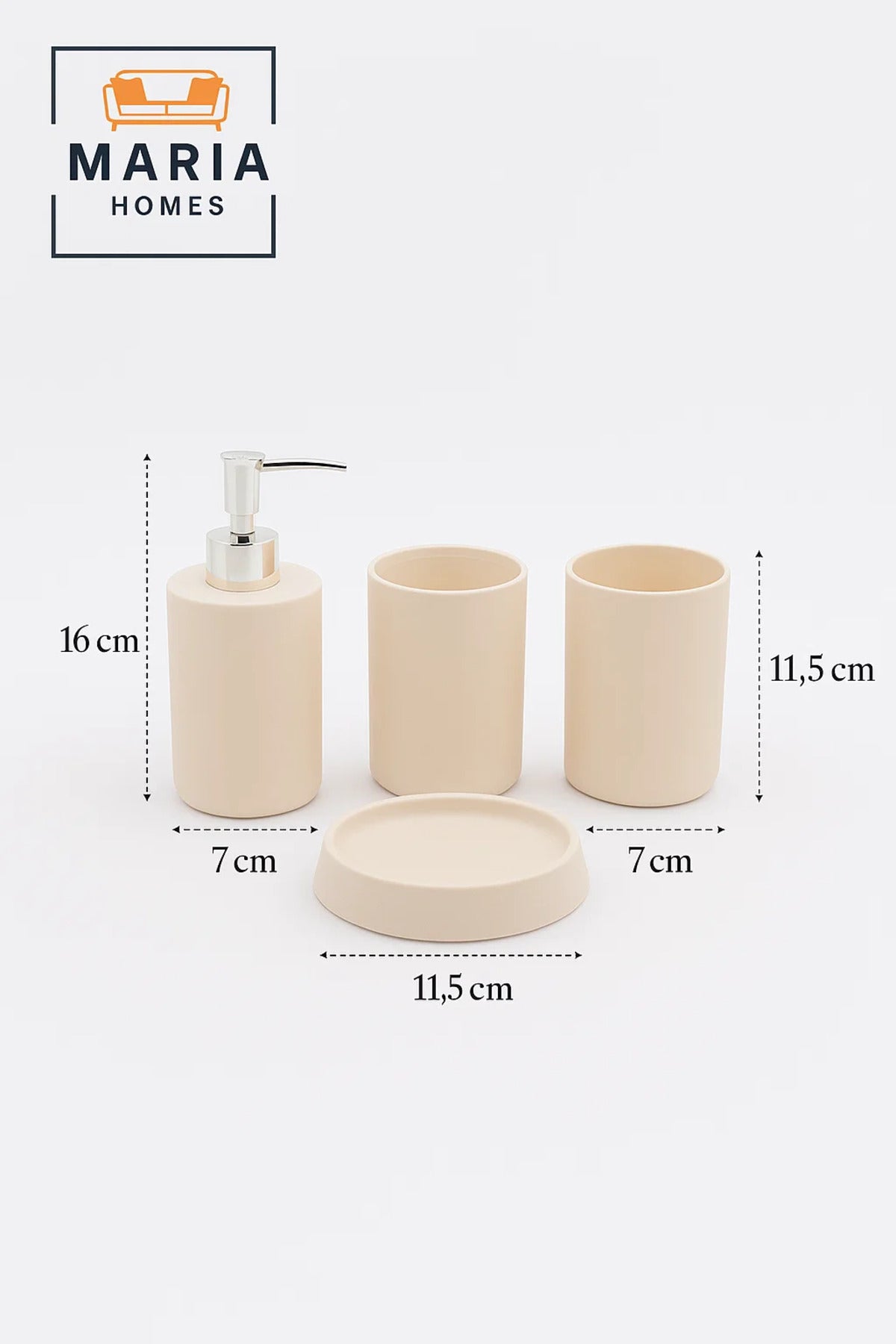 Matte Cream Resin Bathroom Accessory Set Ð 4 Pieces set