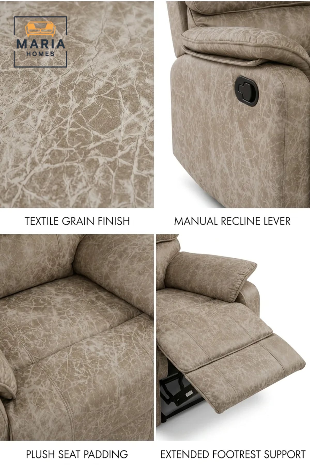 Luxury Manual Recliner Armchair with Padded Backrest and Plush Comfort Seating