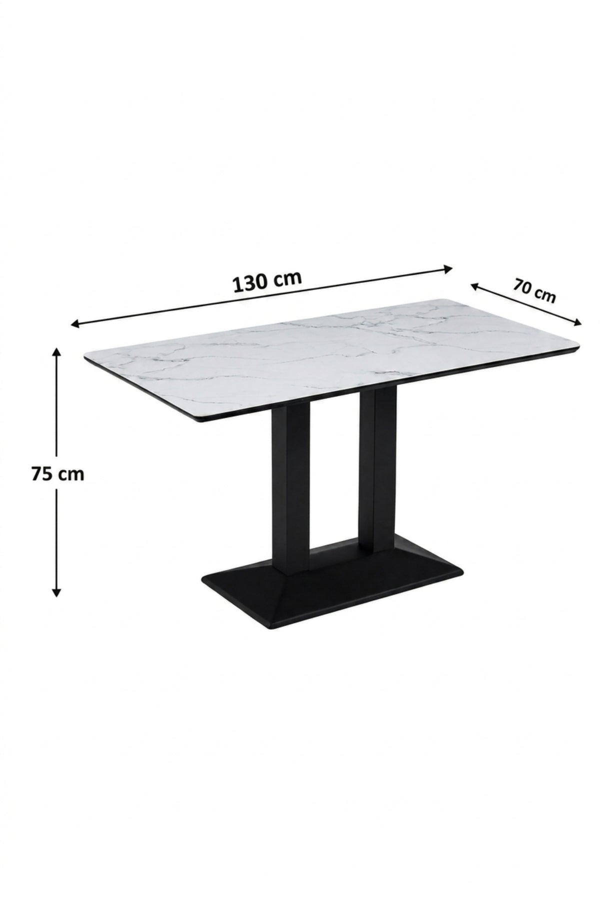 Modern Square Dining Table Marble Look Top Restaurant Table Café Table with Black Base