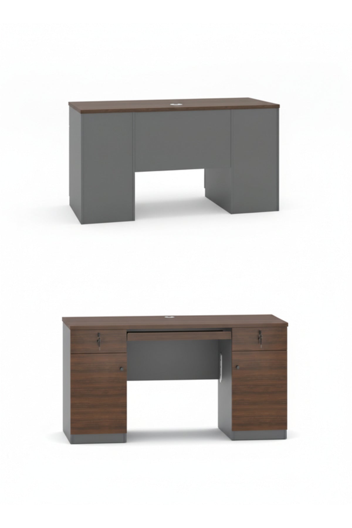 Dark Brown Office Desk with Storage & Cable Management