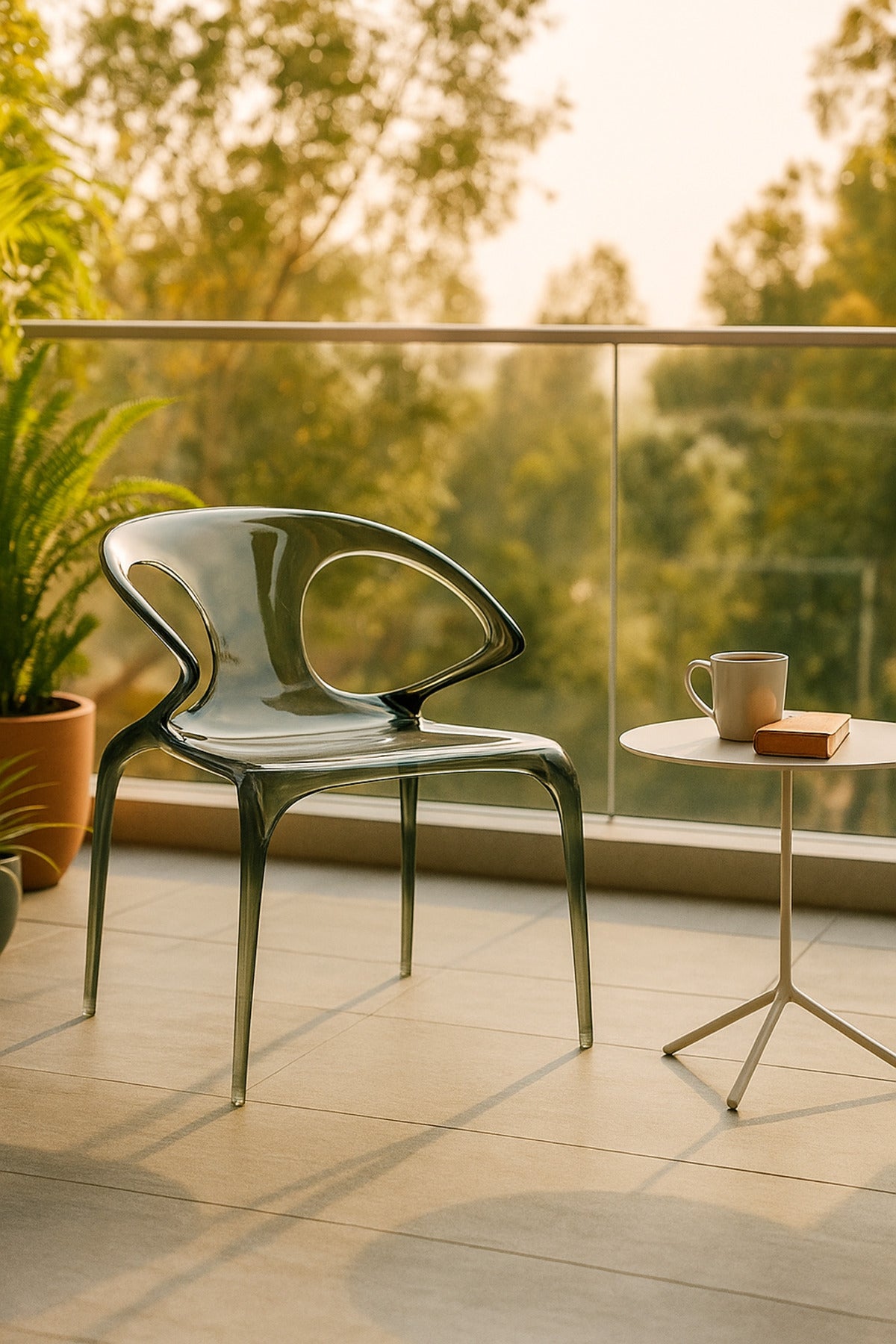 Smoke Transparent Plastic Chair Ð Modern Designer Dining Chair for Home, CafŽ & Outdoor Use