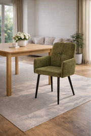 Green Armchair with Black Metal Legs, 90x55x47 CM green armchair Dining Room Chair