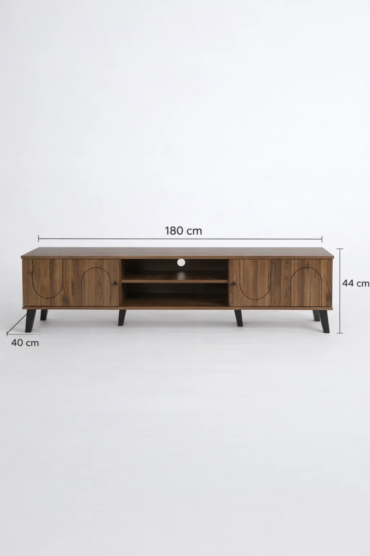 Modern Wooden TV Stand Dark Brown with Curved Line Design 180 x 40 x 44 cm